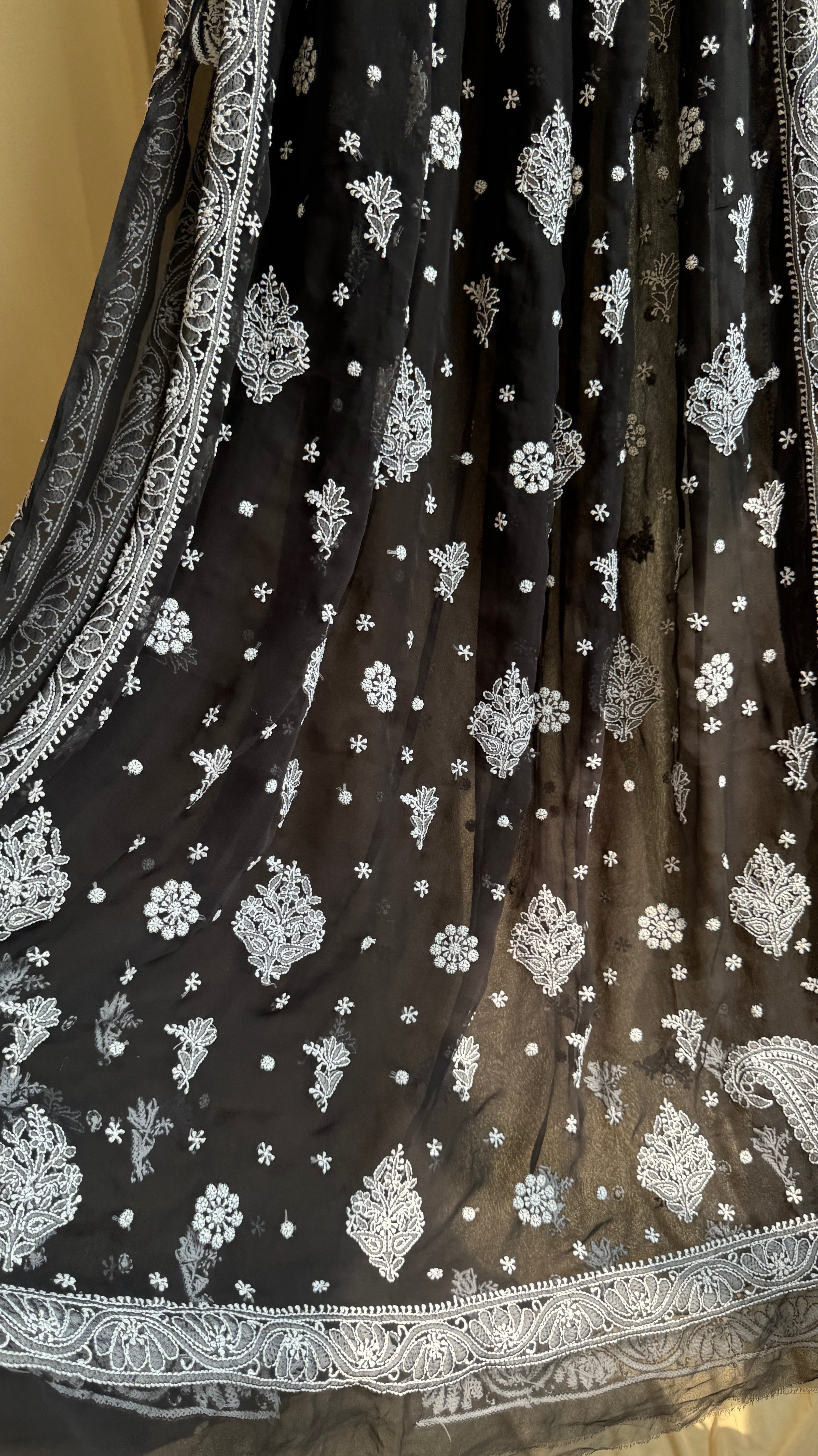 Georgette Chikankari saree in Black