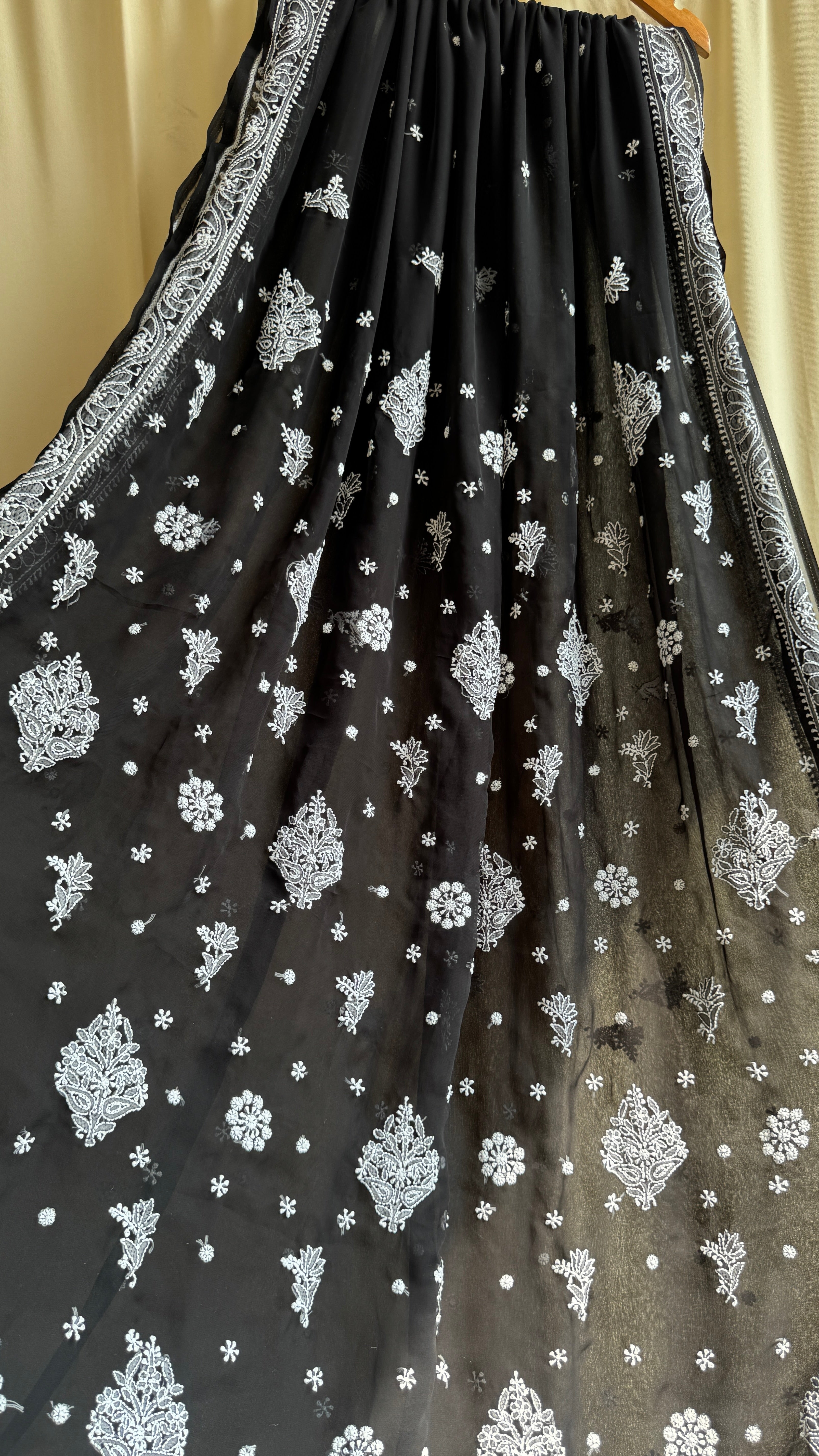 Georgette Chikankari saree in Black