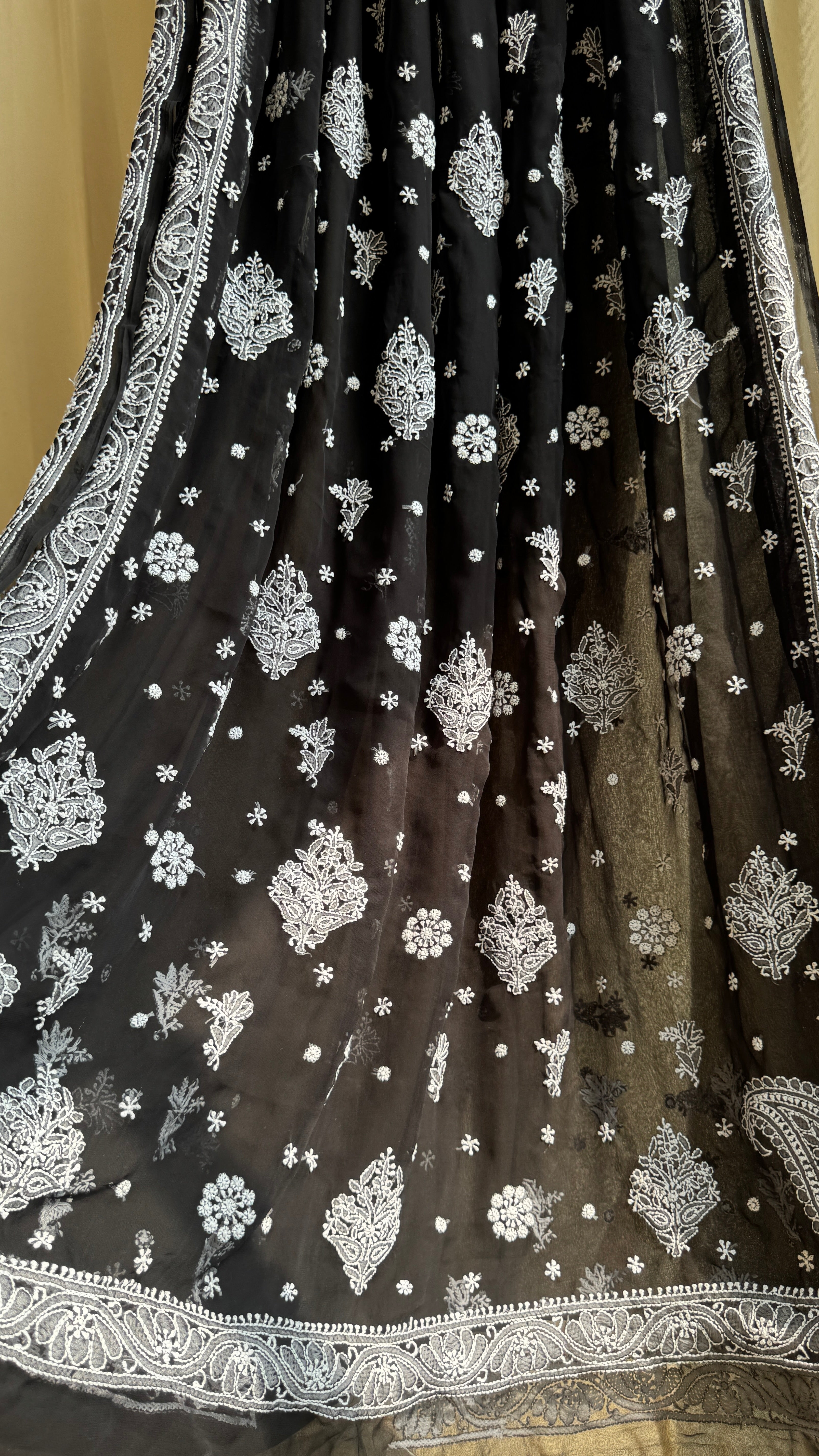 Georgette Chikankari saree in Black