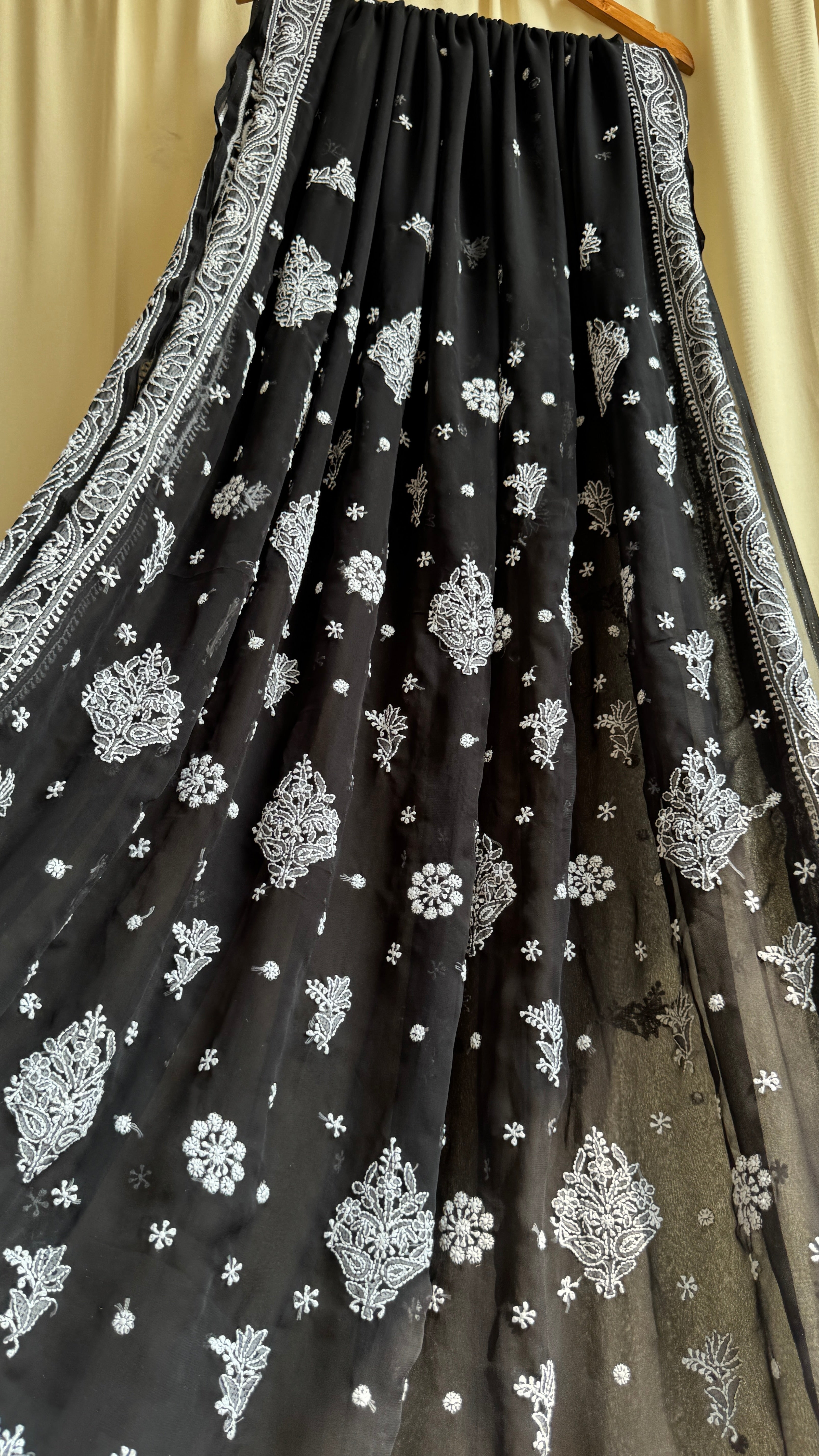 Georgette Chikankari saree in Black