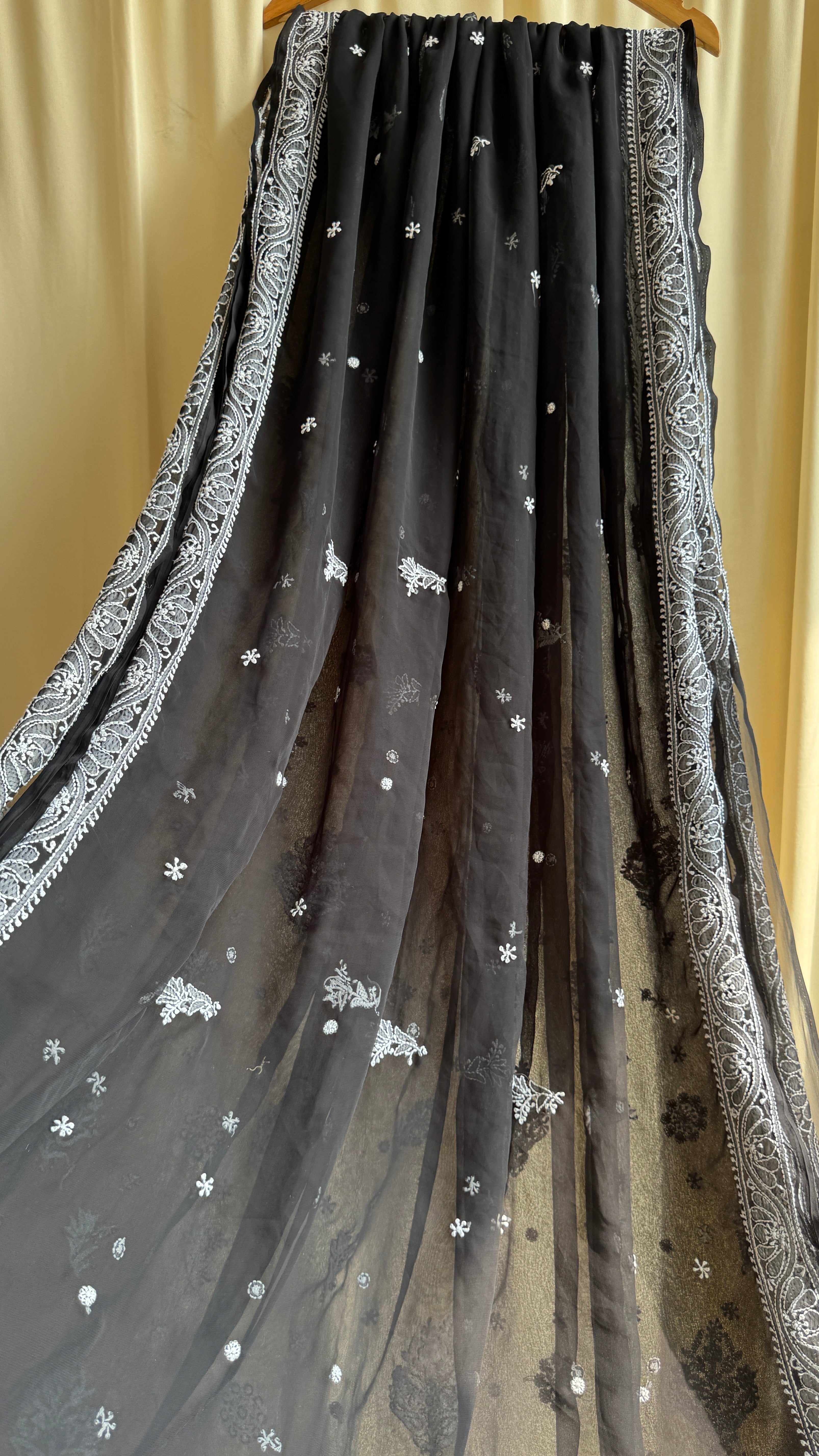 Georgette Chikankari saree in Black