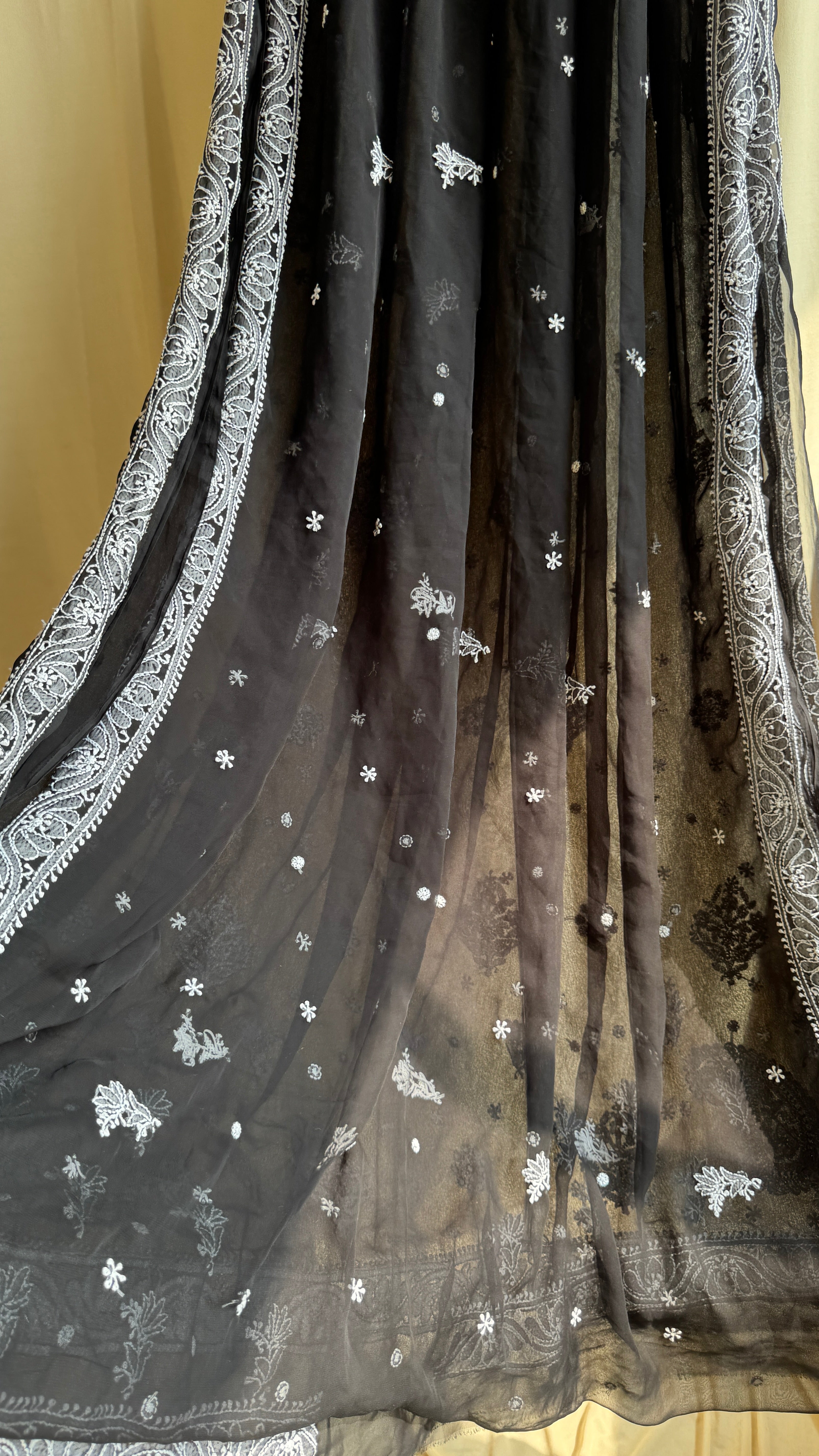 Georgette Chikankari saree in Black