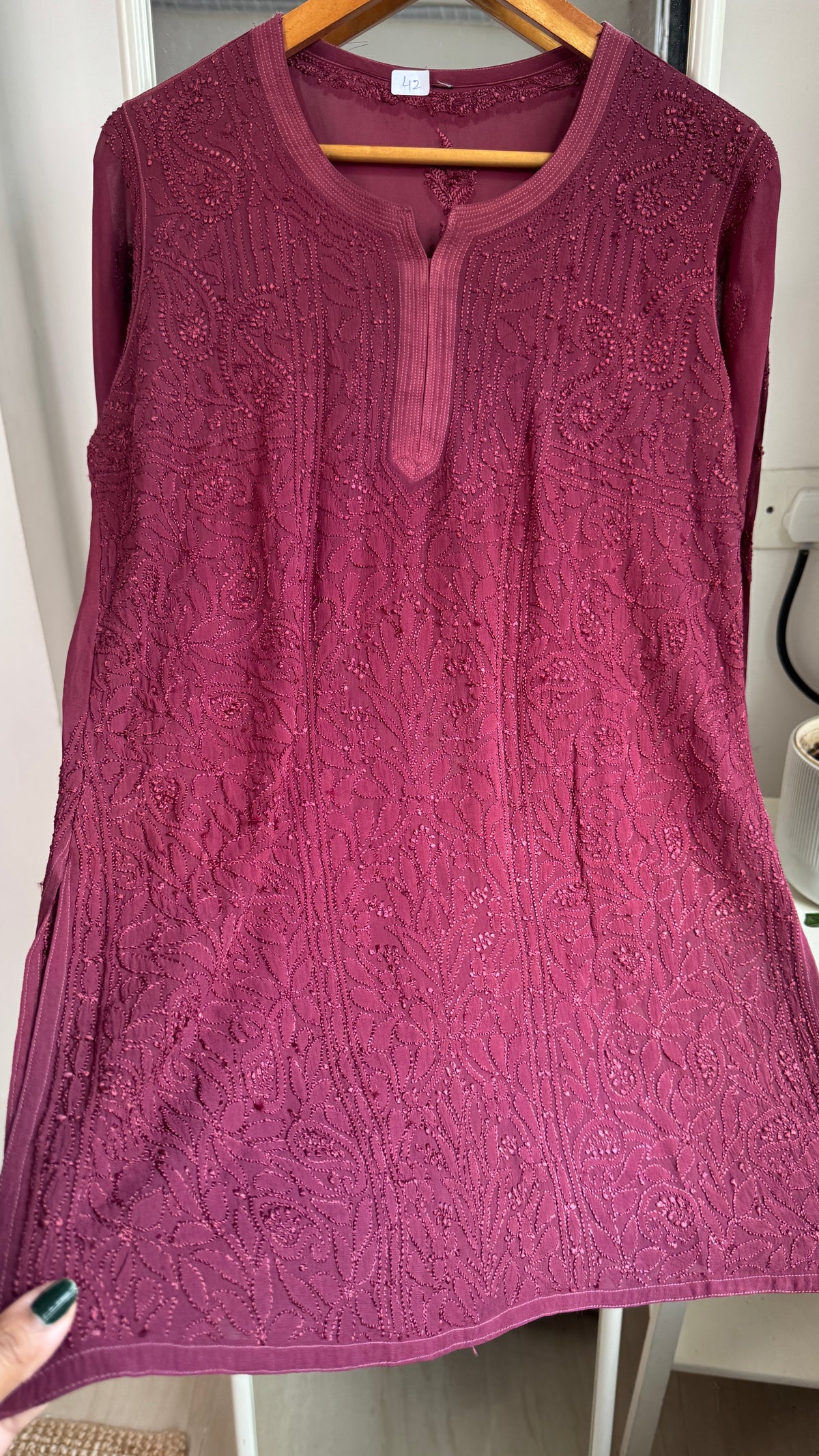 Chikankari Viscose Georgette short Top in plump