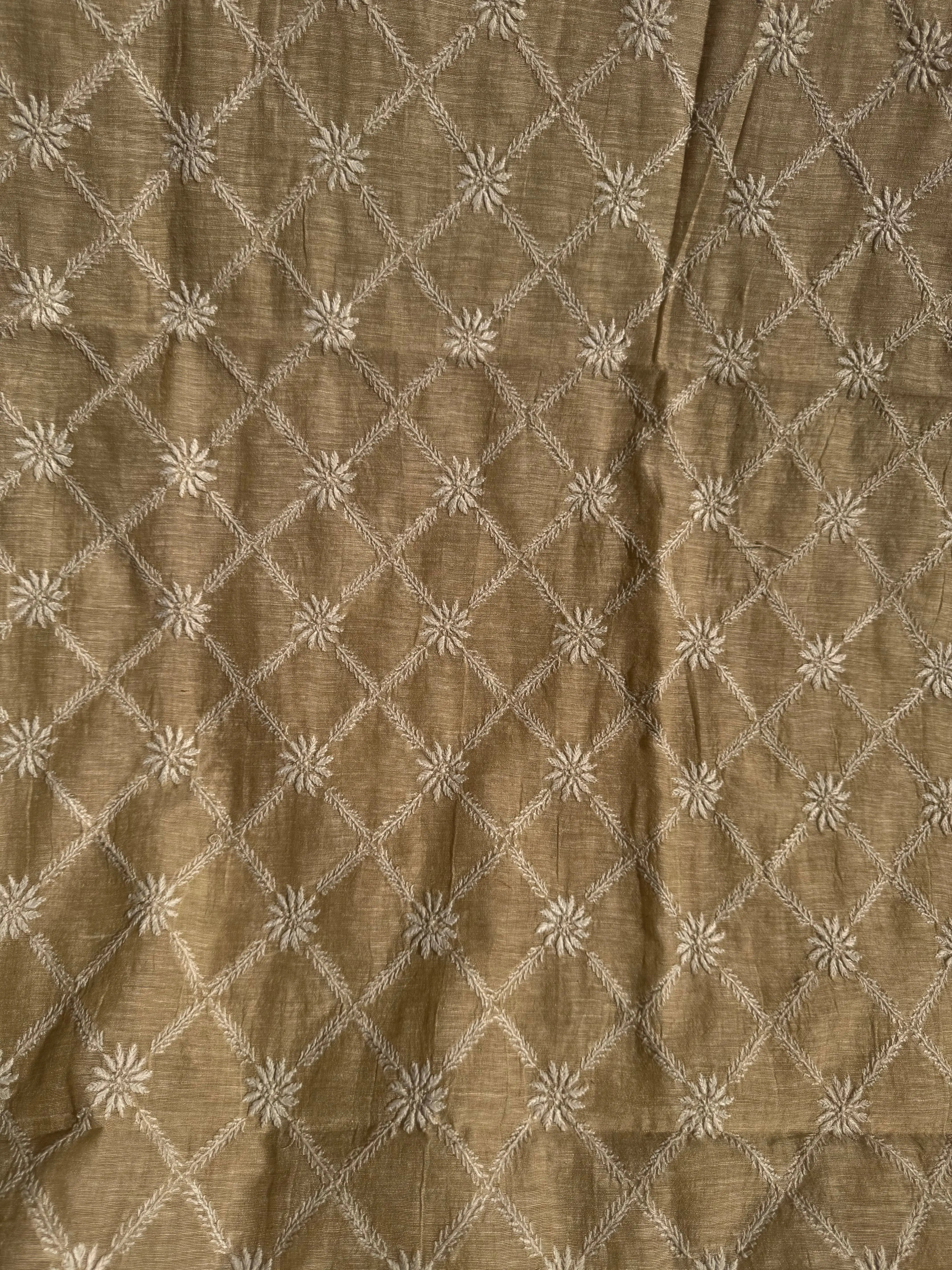 Khaadi Cotton Chikankari Kurti Length - Natural Beige ARIAA CHIKANKARI