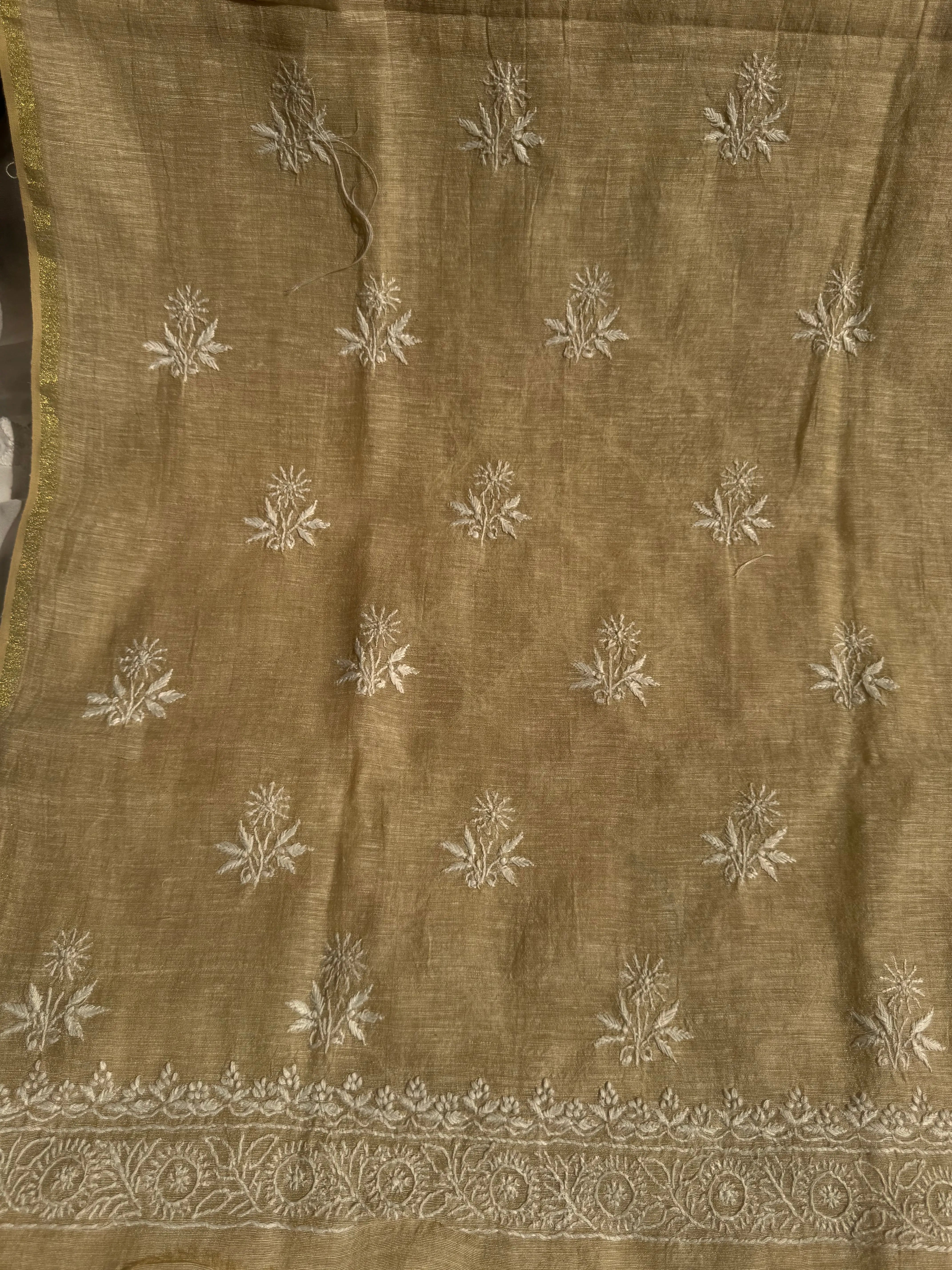Khaadi Cotton Chikankari Kurti Length - Natural Beige ARIAA CHIKANKARI
