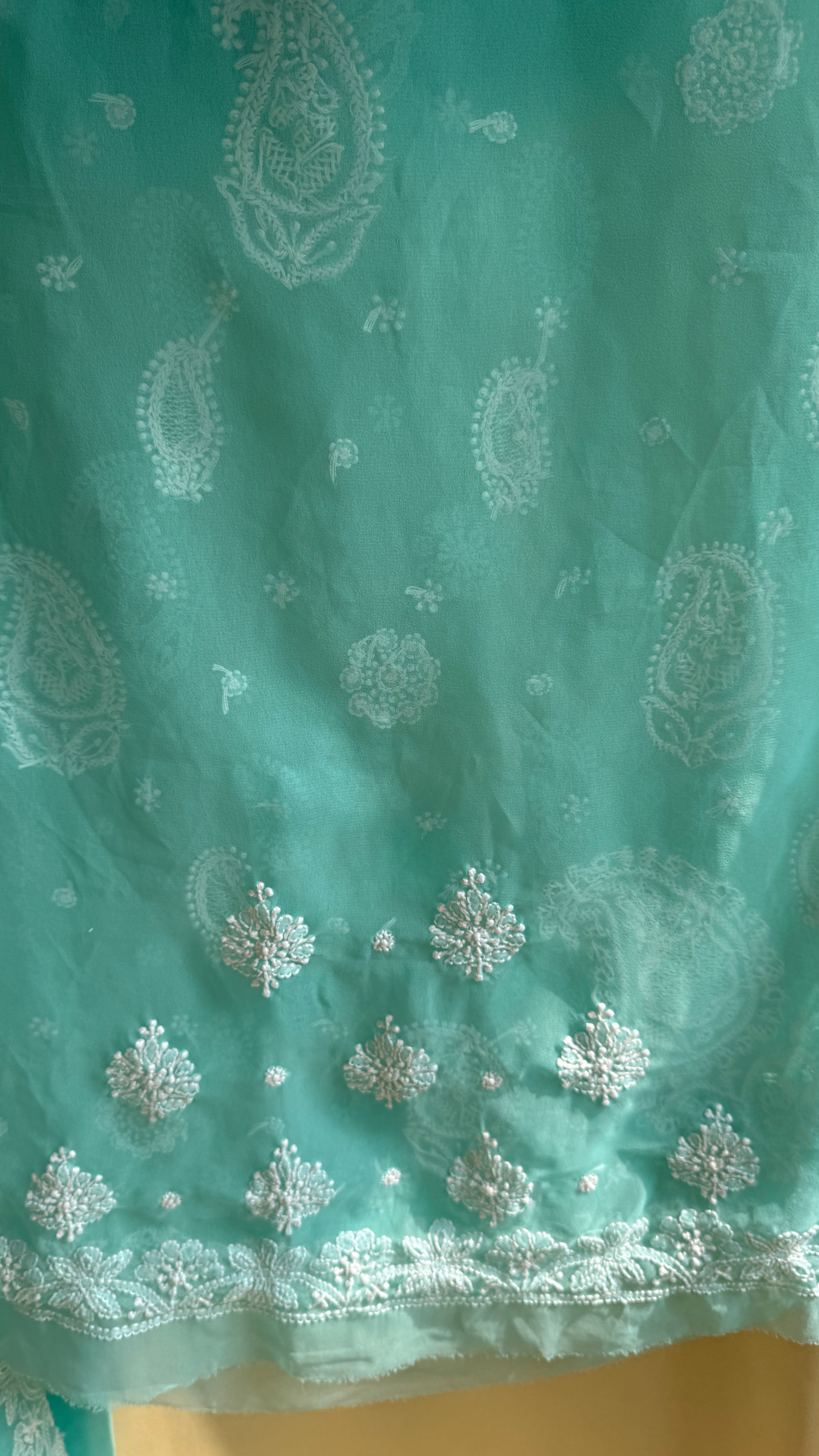 Georgette Chikankari saree in Green