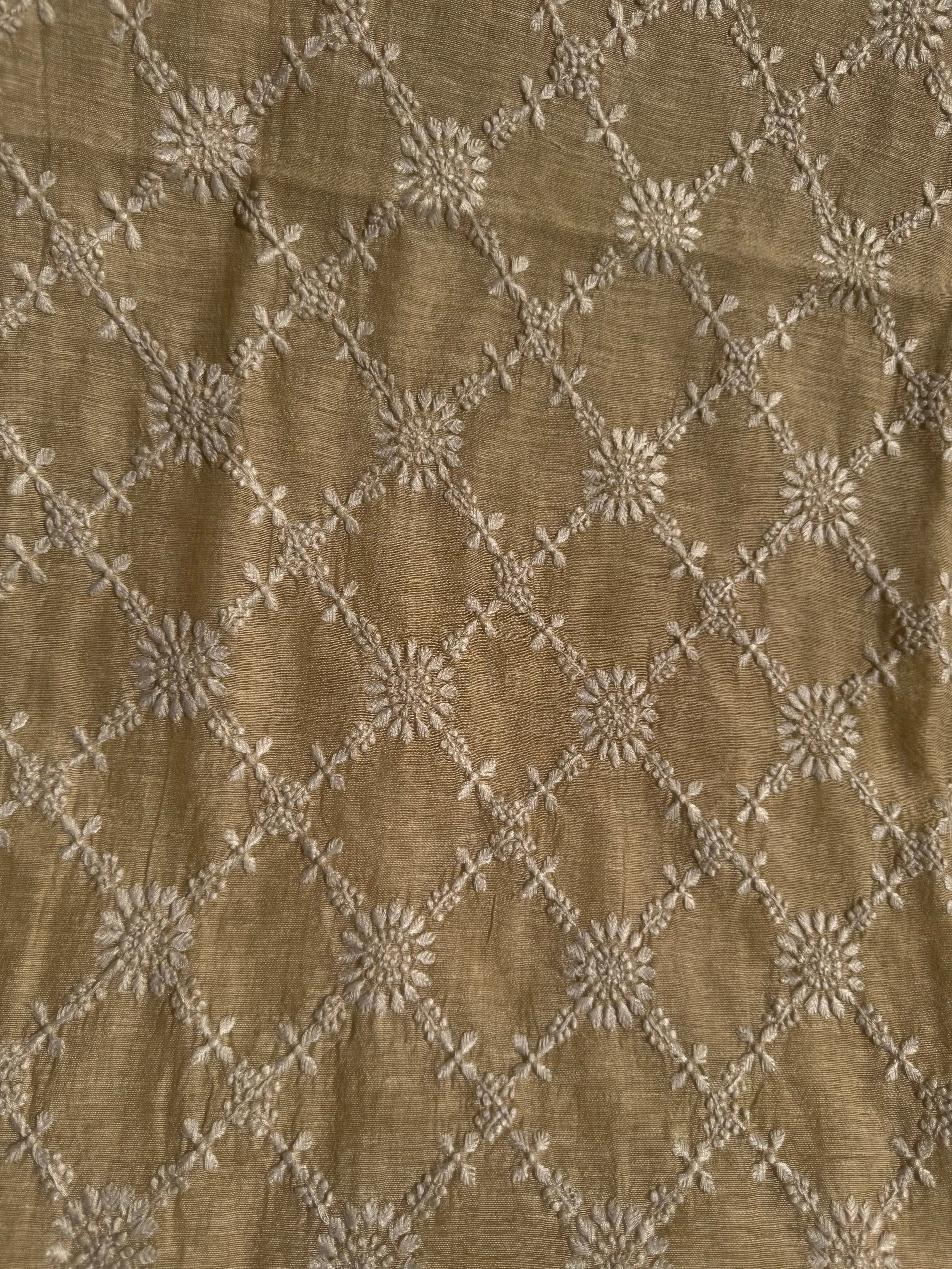 Khaadi Cotton Chikankari Kurti Length - Natural Beige ARIAA CHIKANKARI