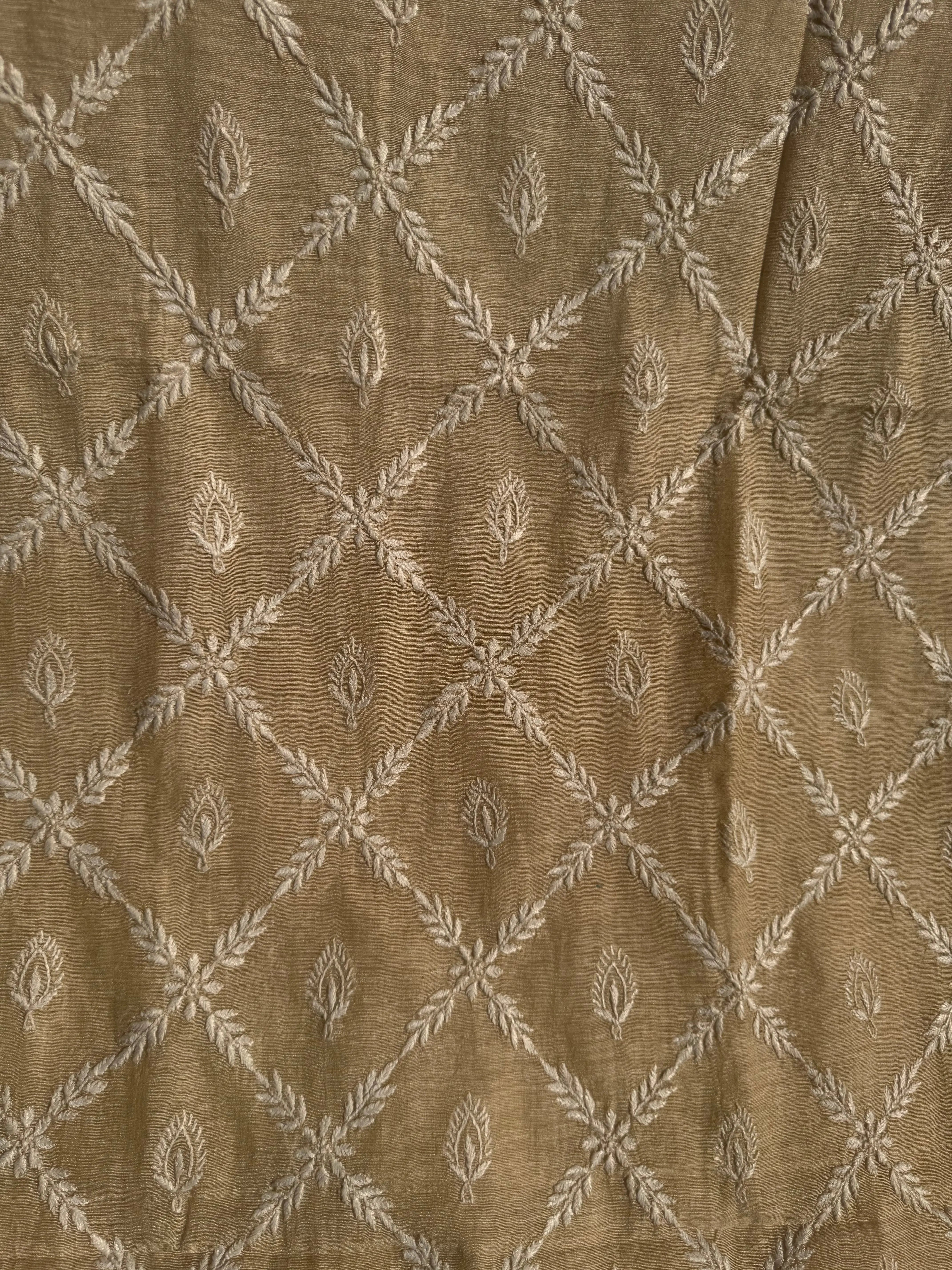 Khaadi Cotton Chikankari Kurti Length - Natural Beige ARIAA CHIKANKARI