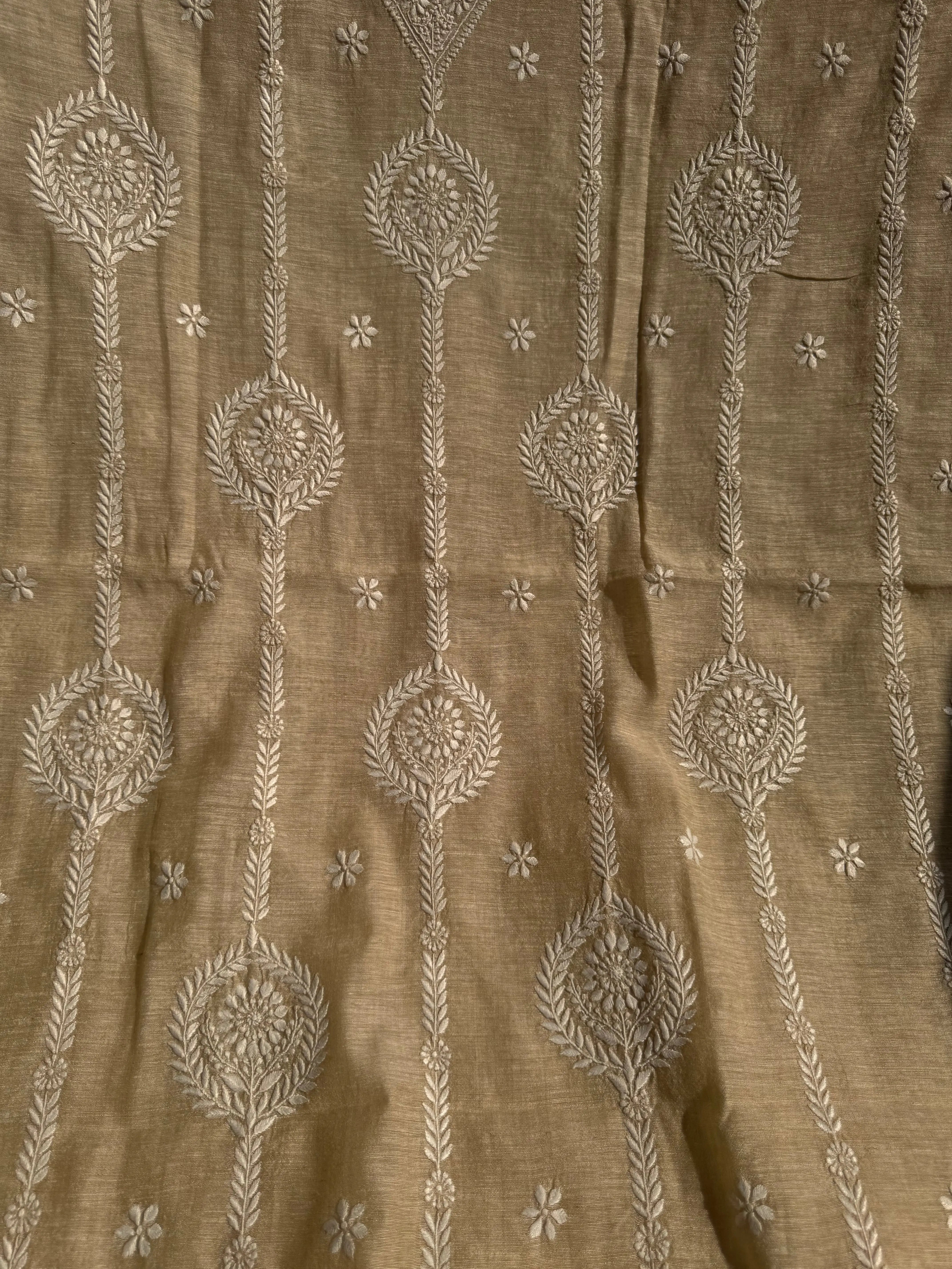 Khaadi Cotton Chikankari Kurti Length - Natural Beige ARIAA CHIKANKARI