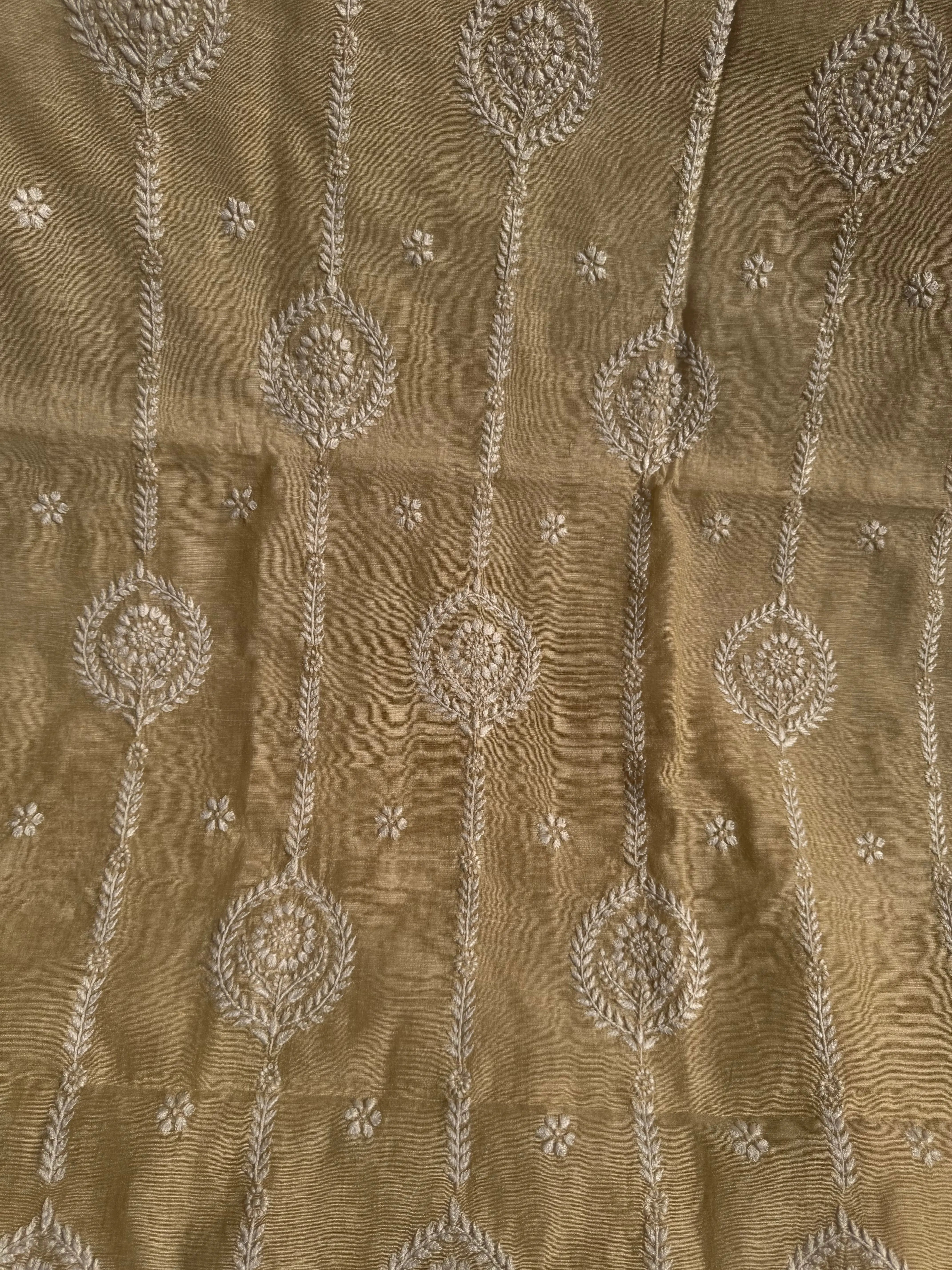 Khaadi Cotton Chikankari Kurti Length - Natural Beige ARIAA CHIKANKARI