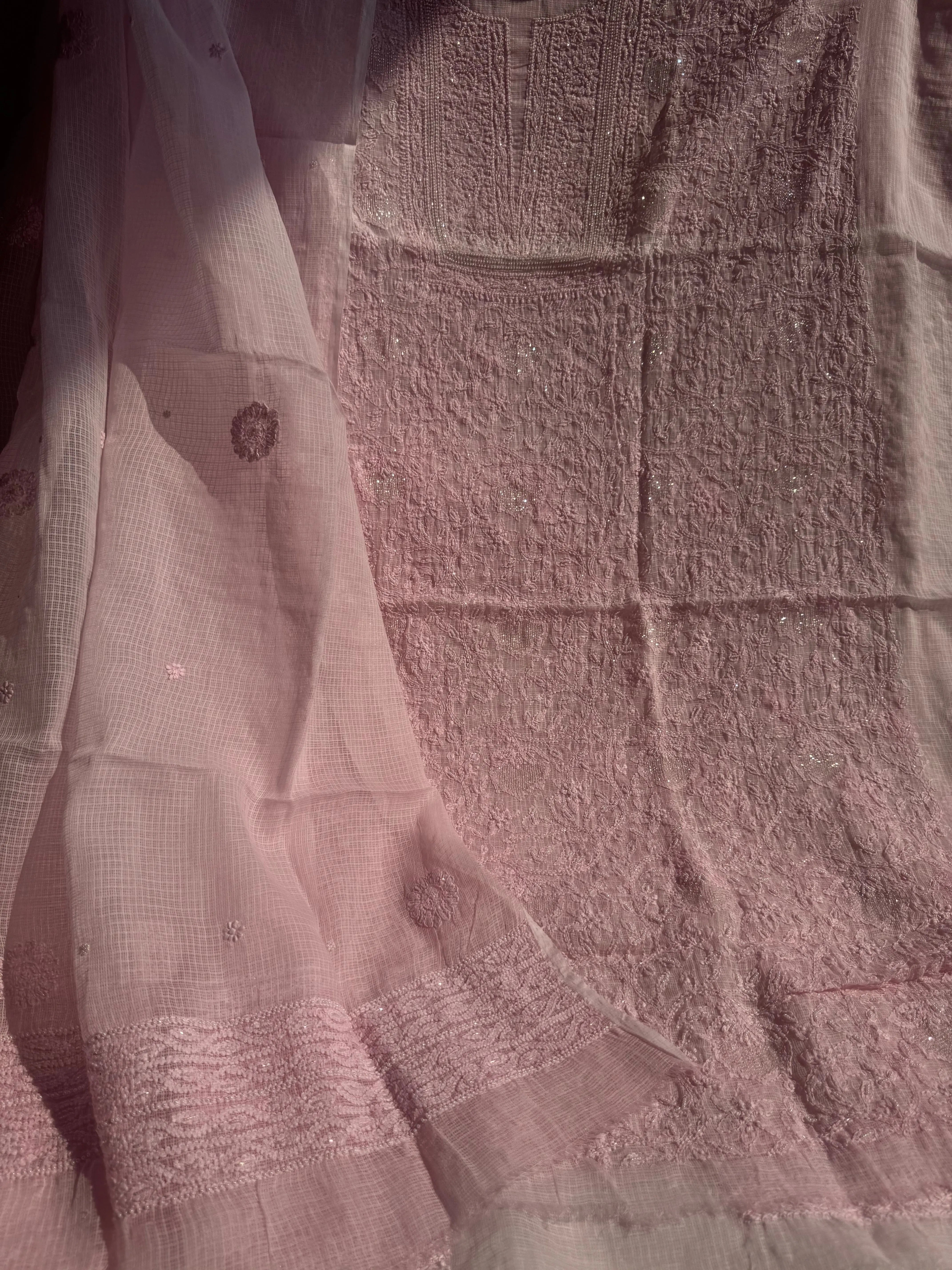 Kota Chikankari Length with Dupatta - Pink ARIAA CHIKANKARI