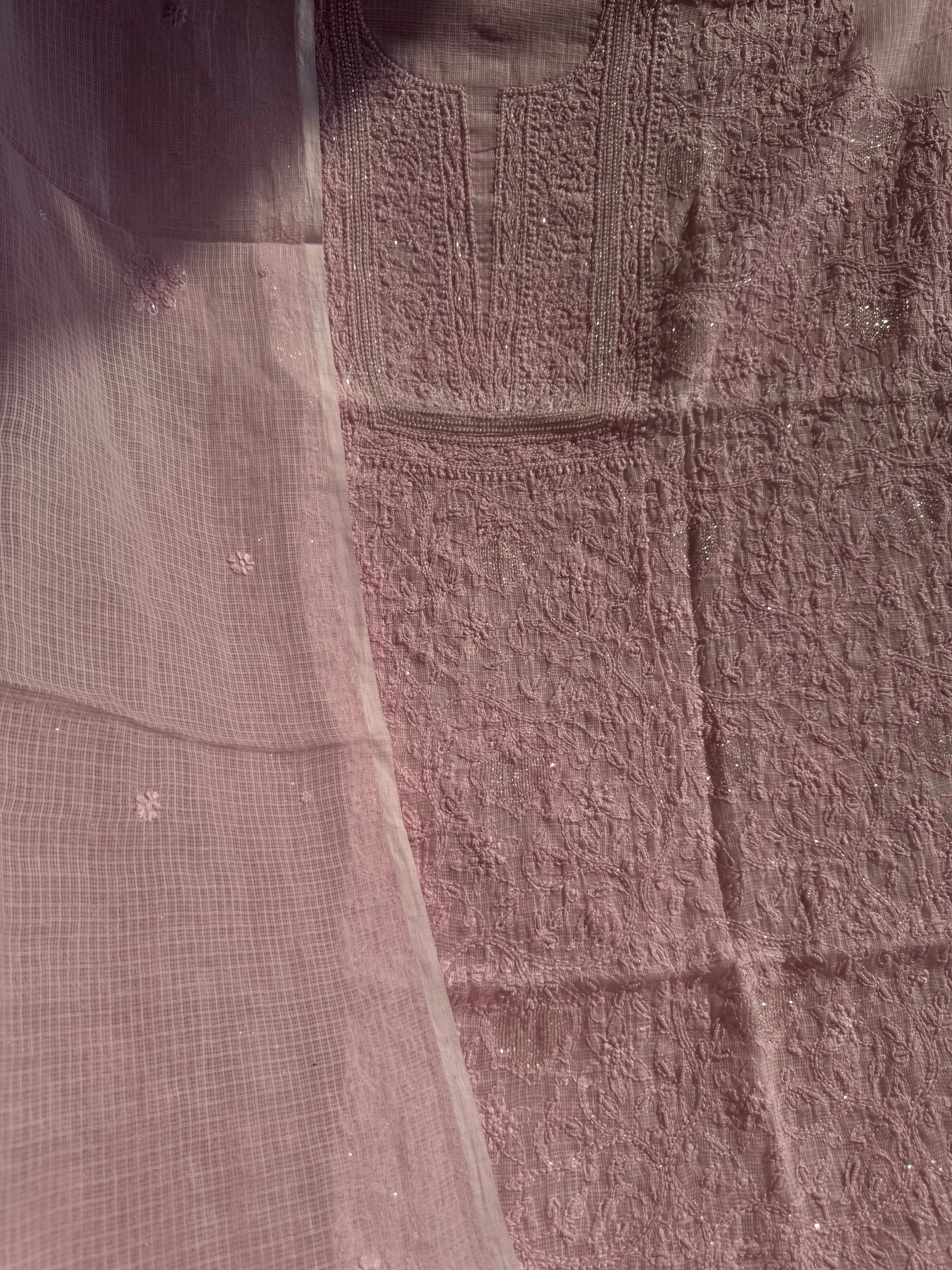 Kota Chikankari Length with Dupatta - Pink ARIAA CHIKANKARI