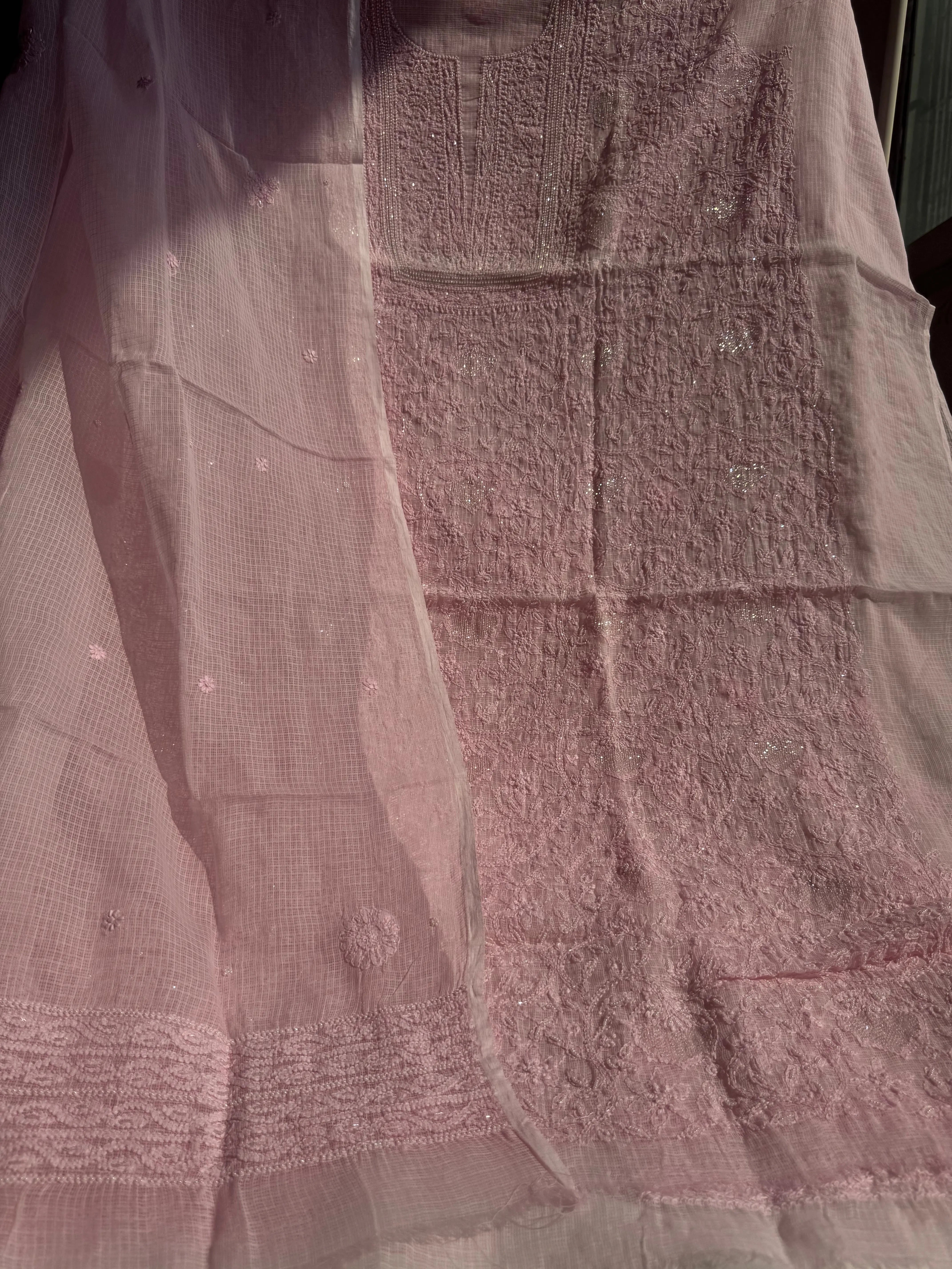 Kota Chikankari Length with Dupatta - Pink ARIAA CHIKANKARI