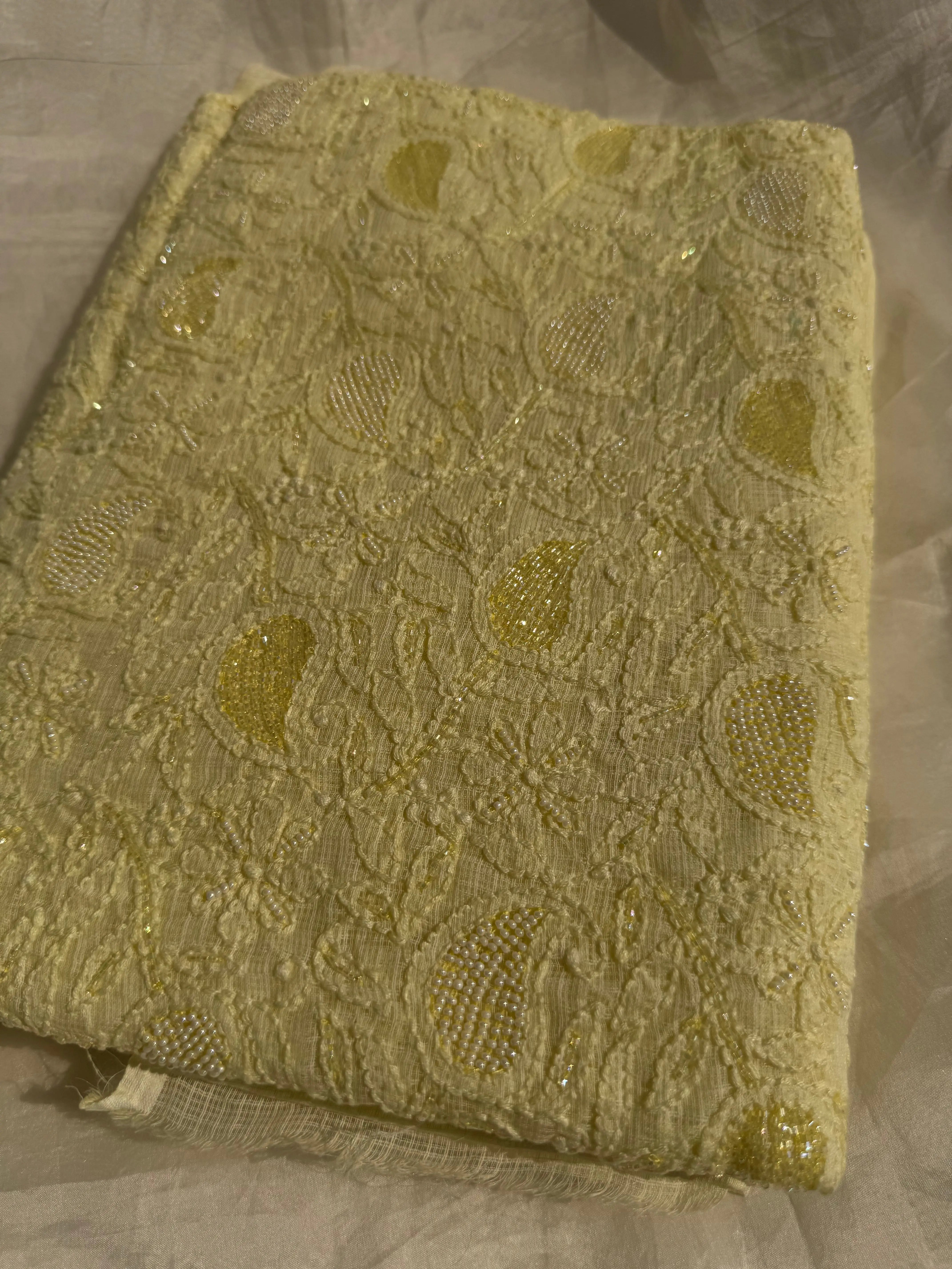 Kota Chikankari Length with Dupatta - Lemon Yellow ARIAA CHIKANKARI