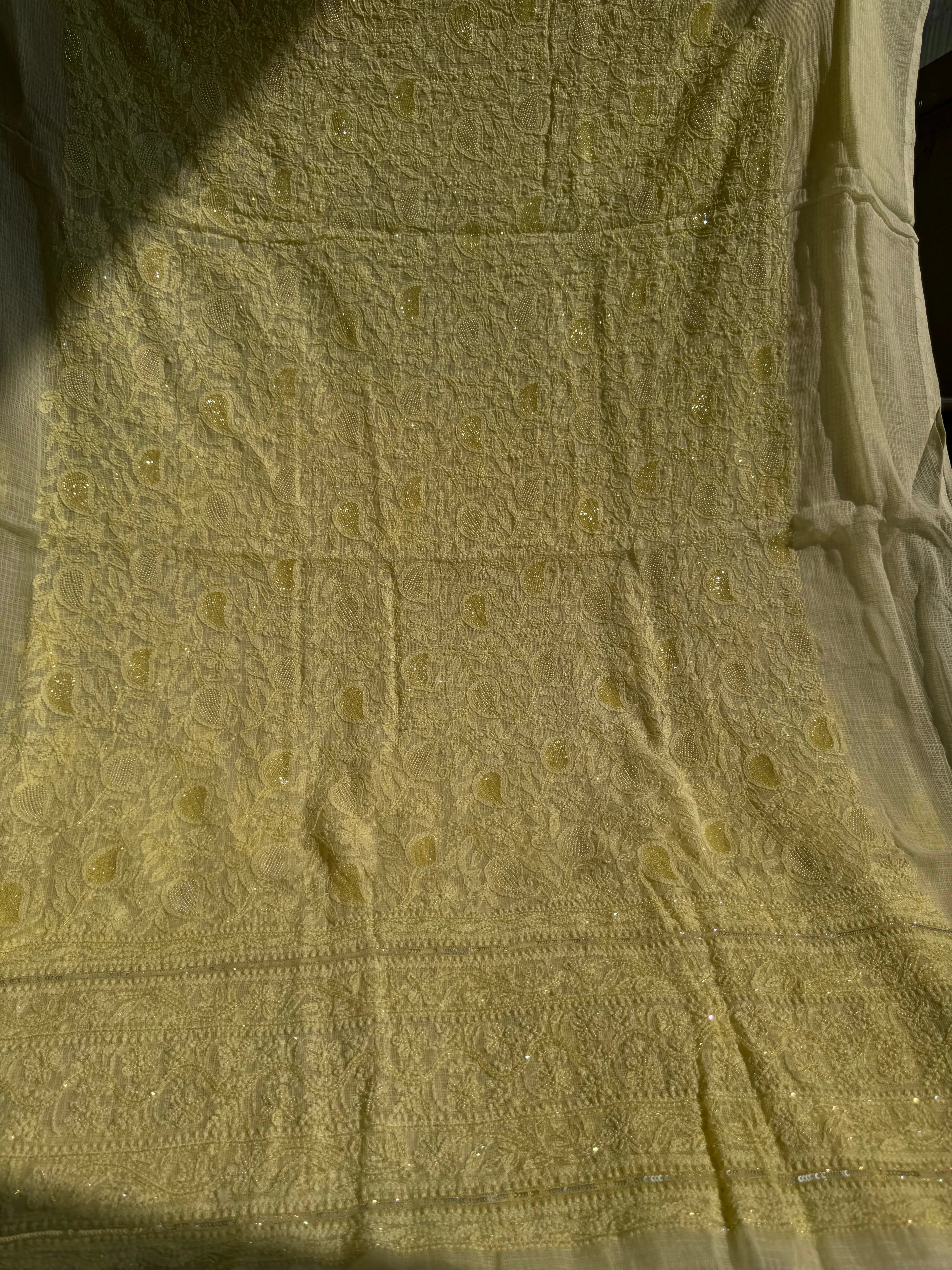 Kota Chikankari Length with Dupatta - Lemon Yellow ARIAA CHIKANKARI