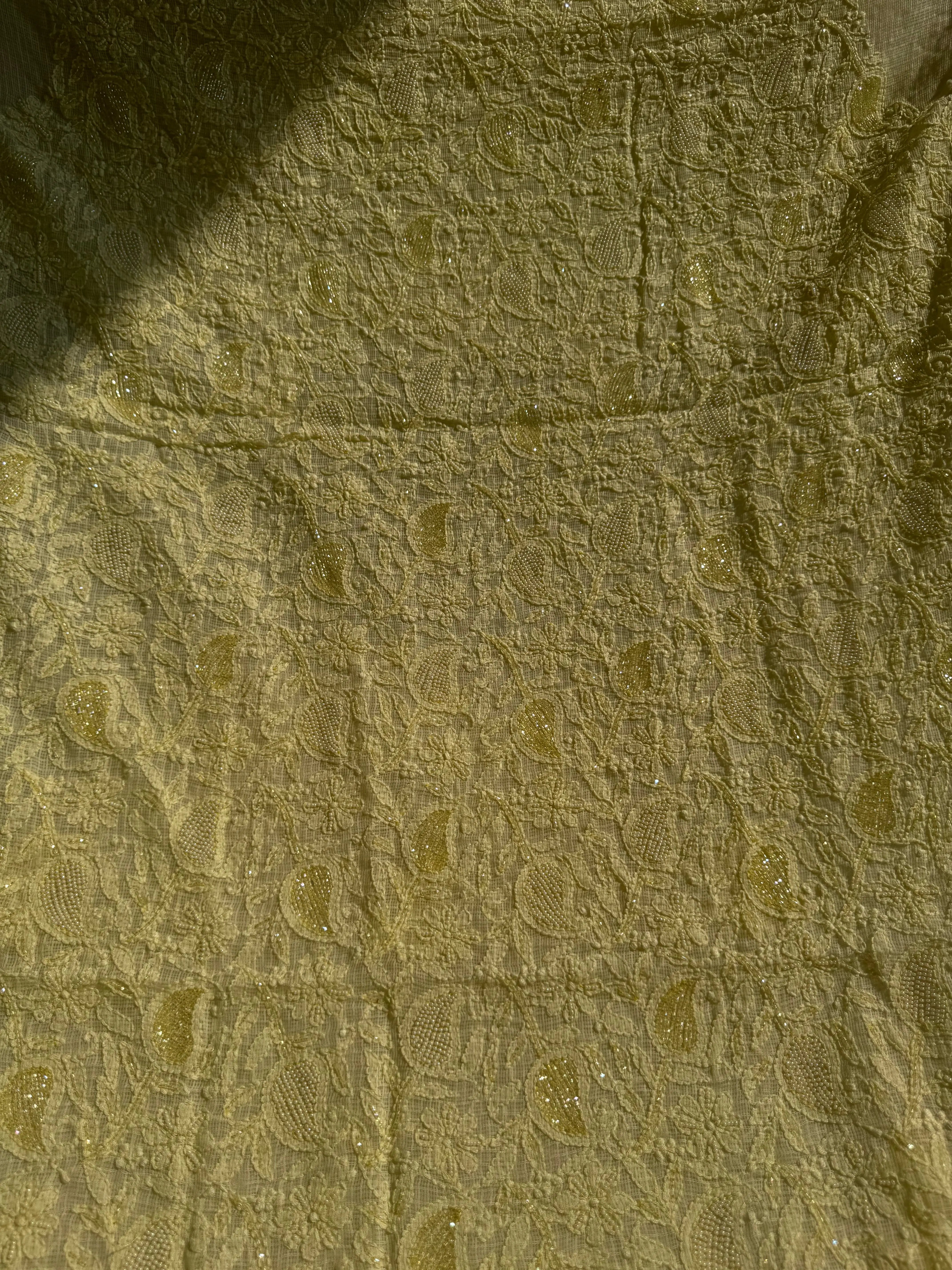 Kota Chikankari Length with Dupatta - Lemon Yellow ARIAA CHIKANKARI