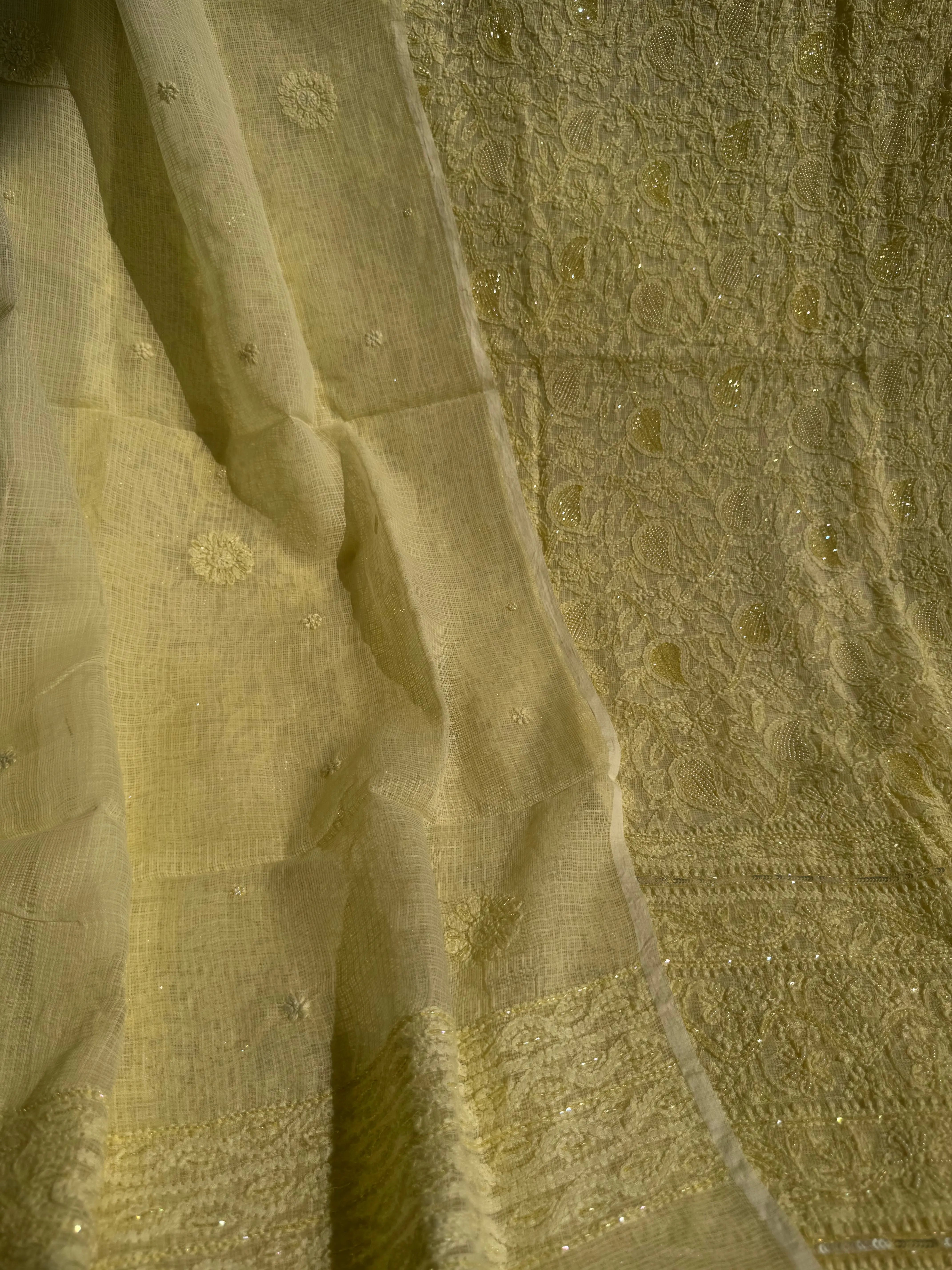 Kota Chikankari Length with Dupatta - Lemon Yellow ARIAA CHIKANKARI