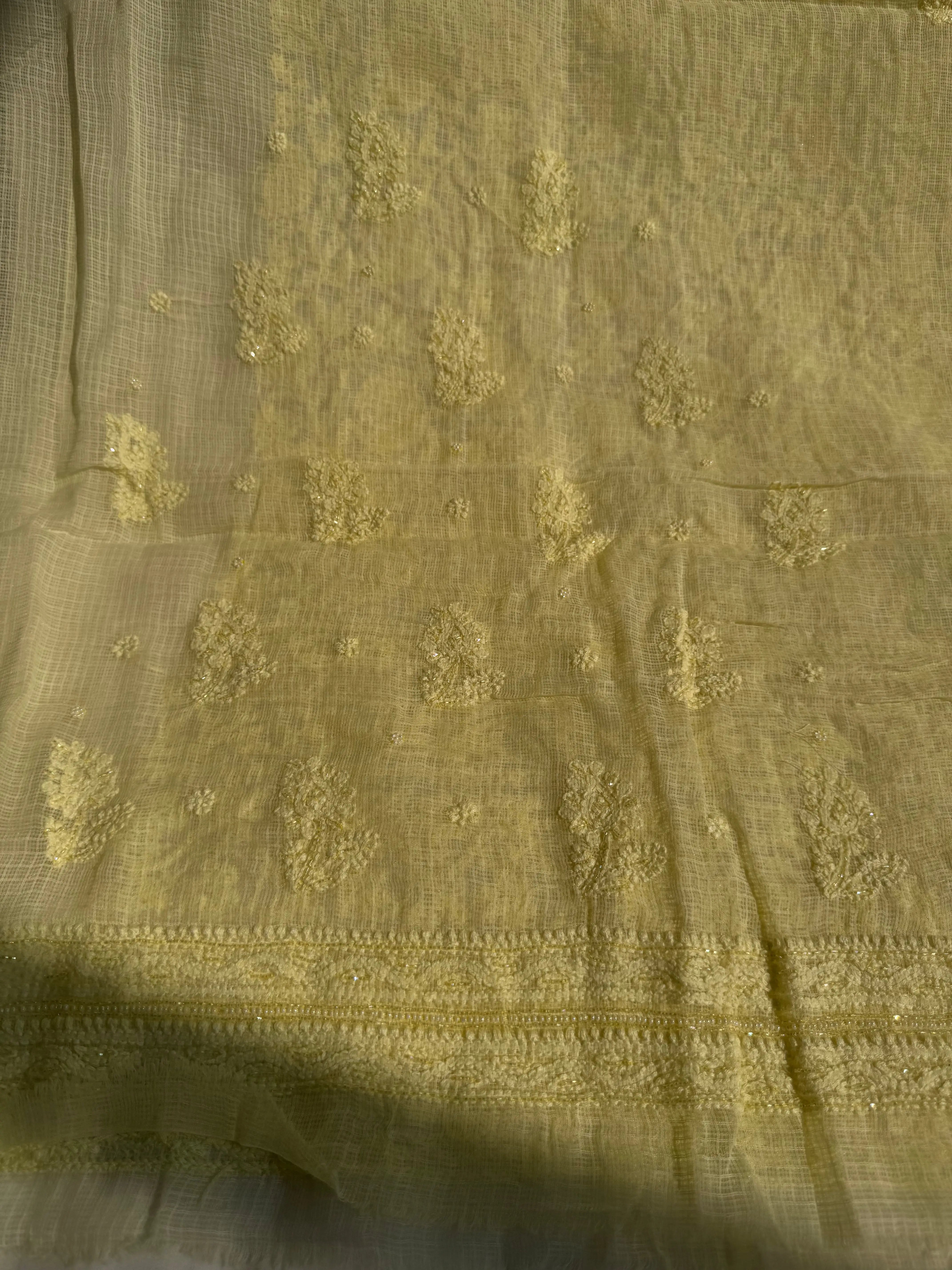 Kota Chikankari Length with Dupatta - Lemon Yellow ARIAA CHIKANKARI