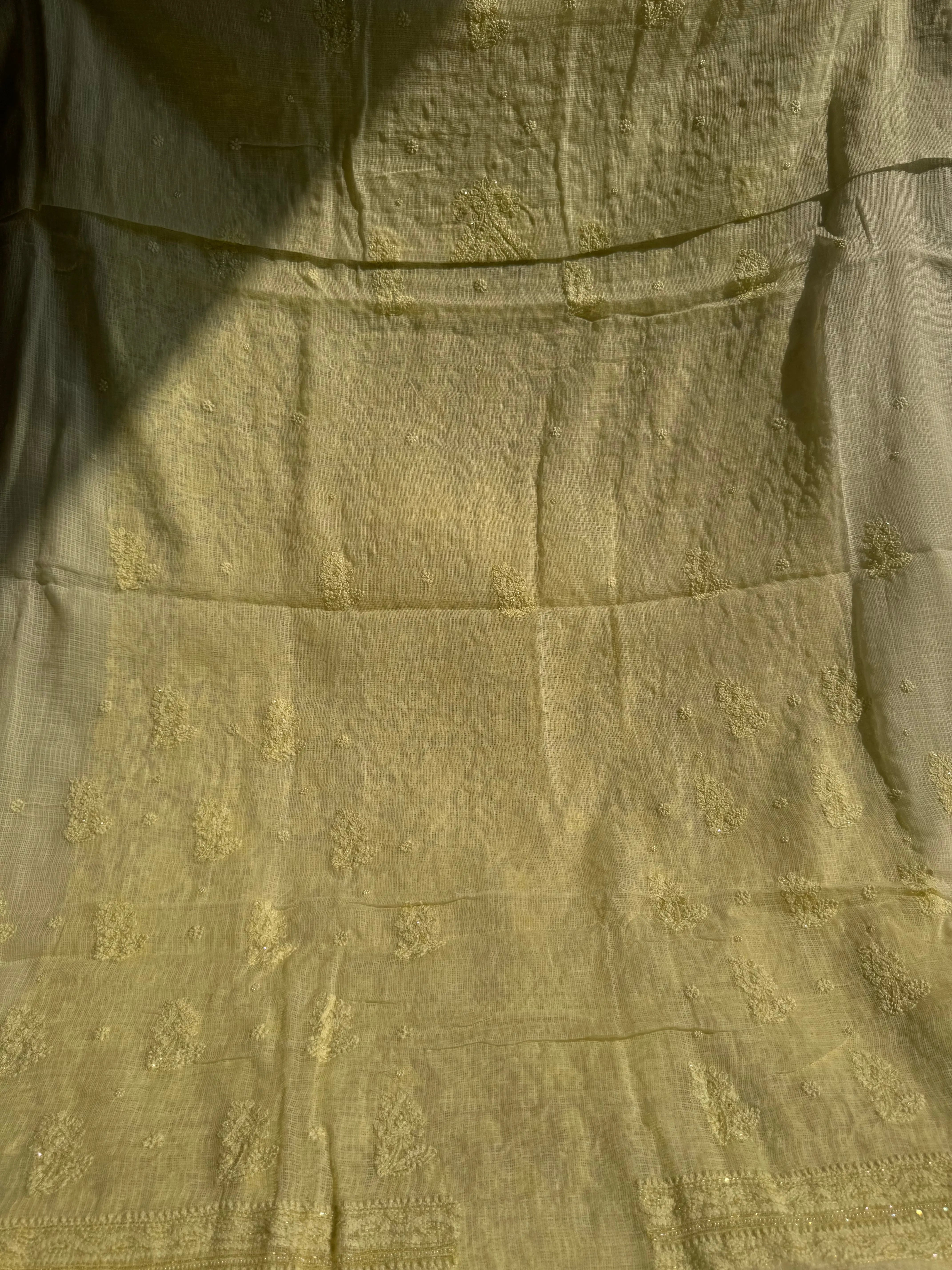 Kota Chikankari Length with Dupatta - Lemon Yellow ARIAA CHIKANKARI