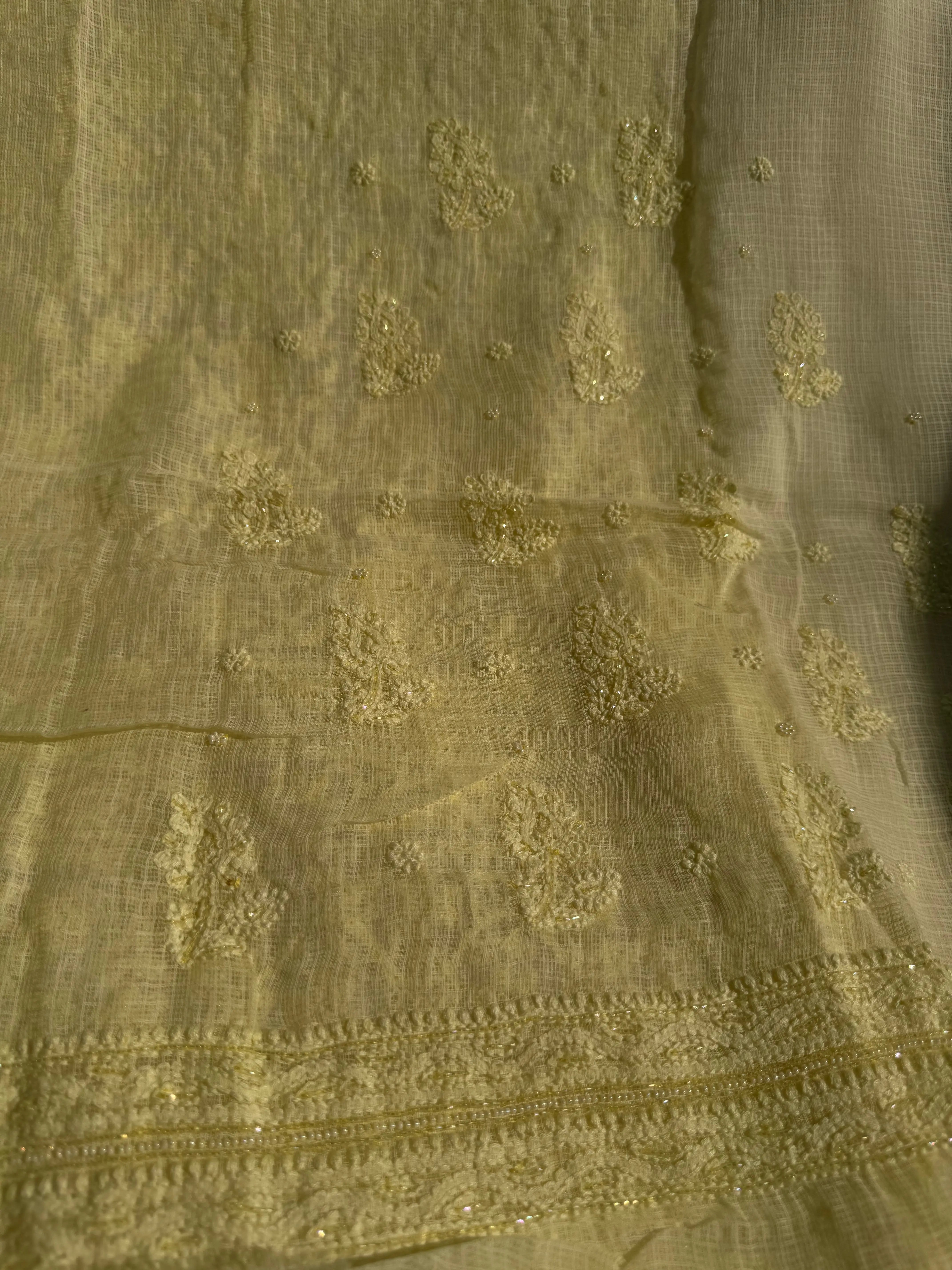 Kota Chikankari Length with Dupatta - Lemon Yellow ARIAA CHIKANKARI
