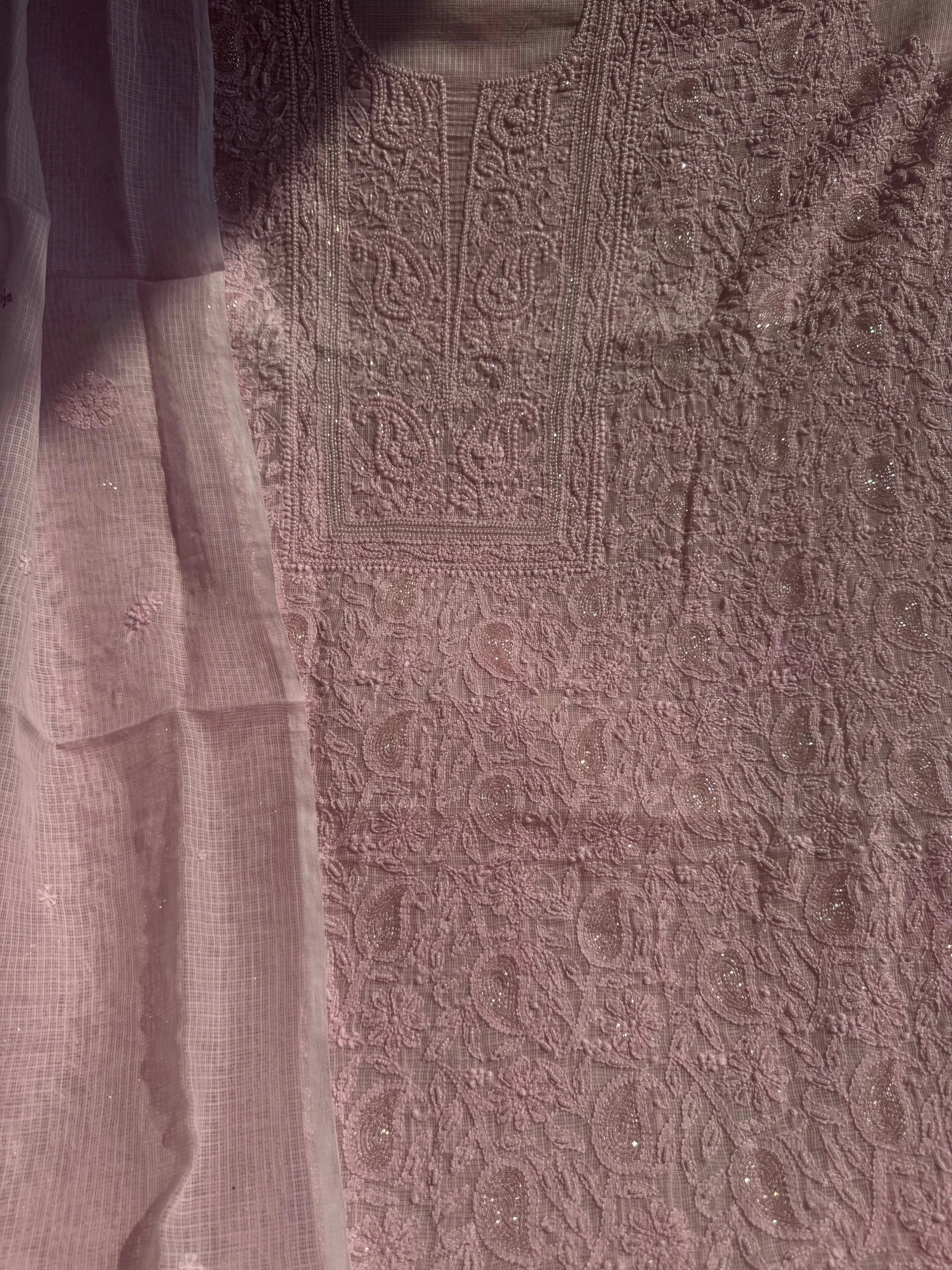 Kota Chikankari Length with Dupatta - Pink ARIAA CHIKANKARI