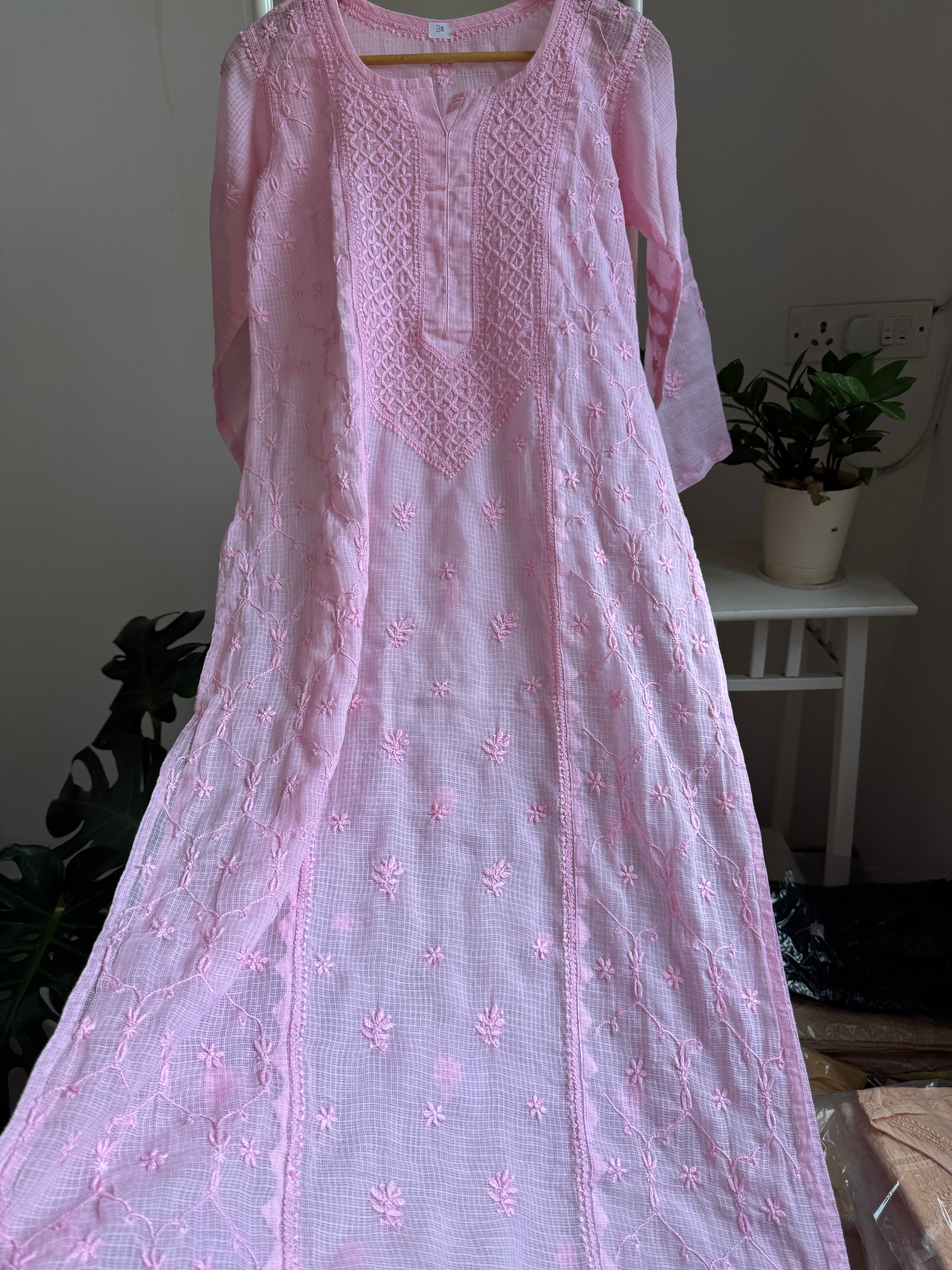 Kota Soft Cotton Chikankari Kurti - Pink ARIAA CHIKANKARI