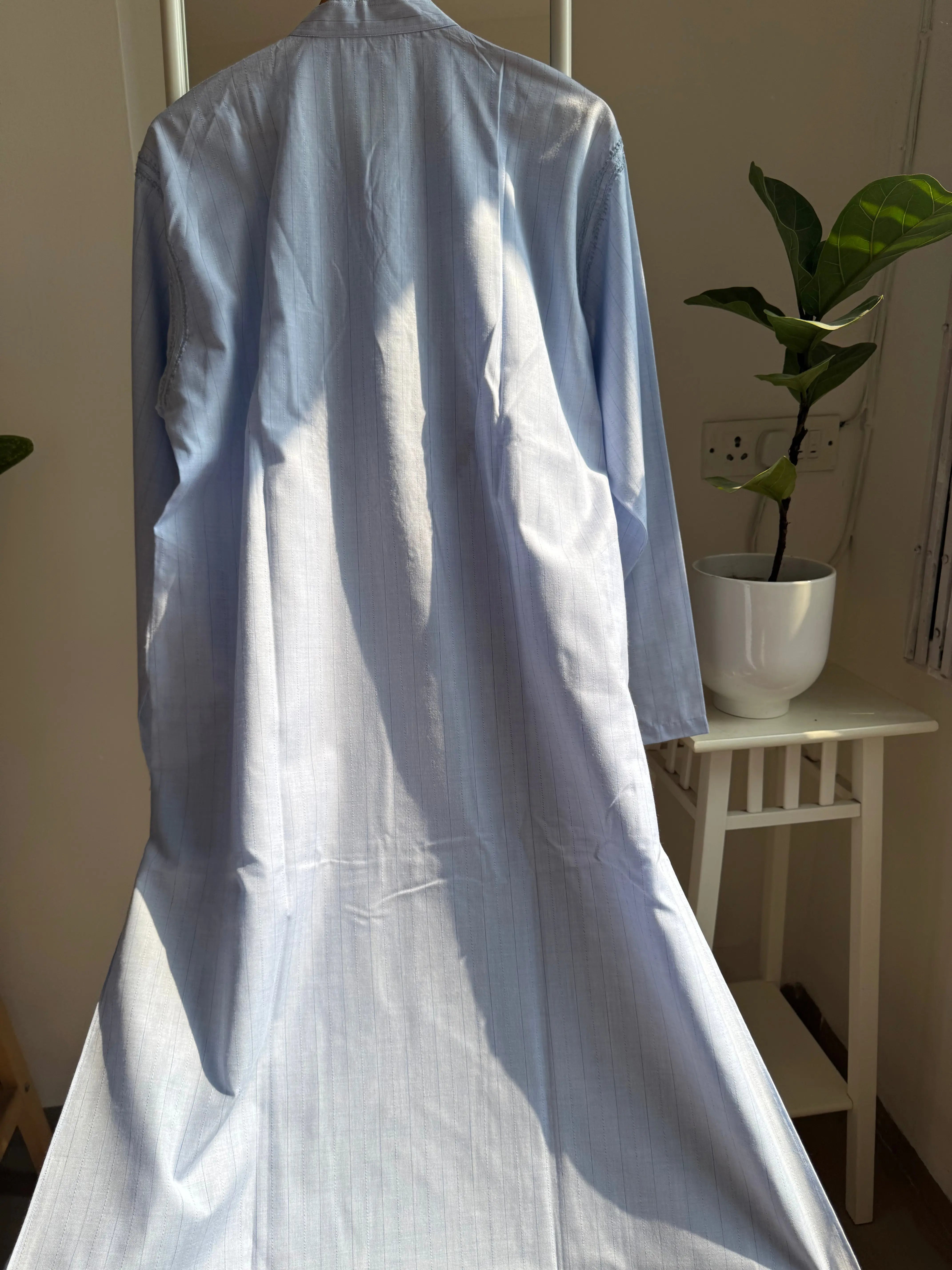 Cotton Chikankari Kurta - Blue - Men's Collection ARIAA CHIKANKARI