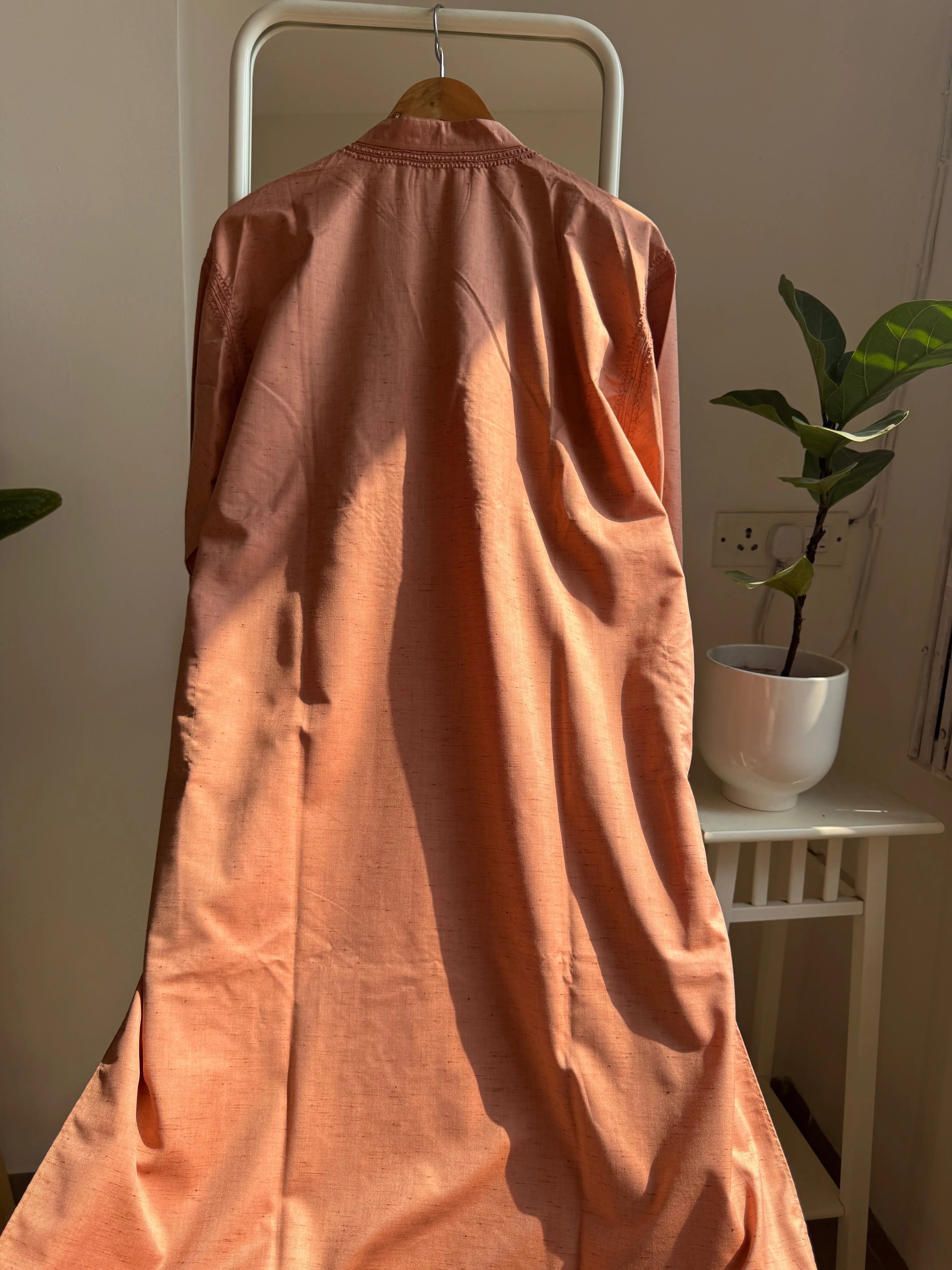 Cotton Chikankari Kurta - Rosewod - Men's Collection ARIAA CHIKANKARI
