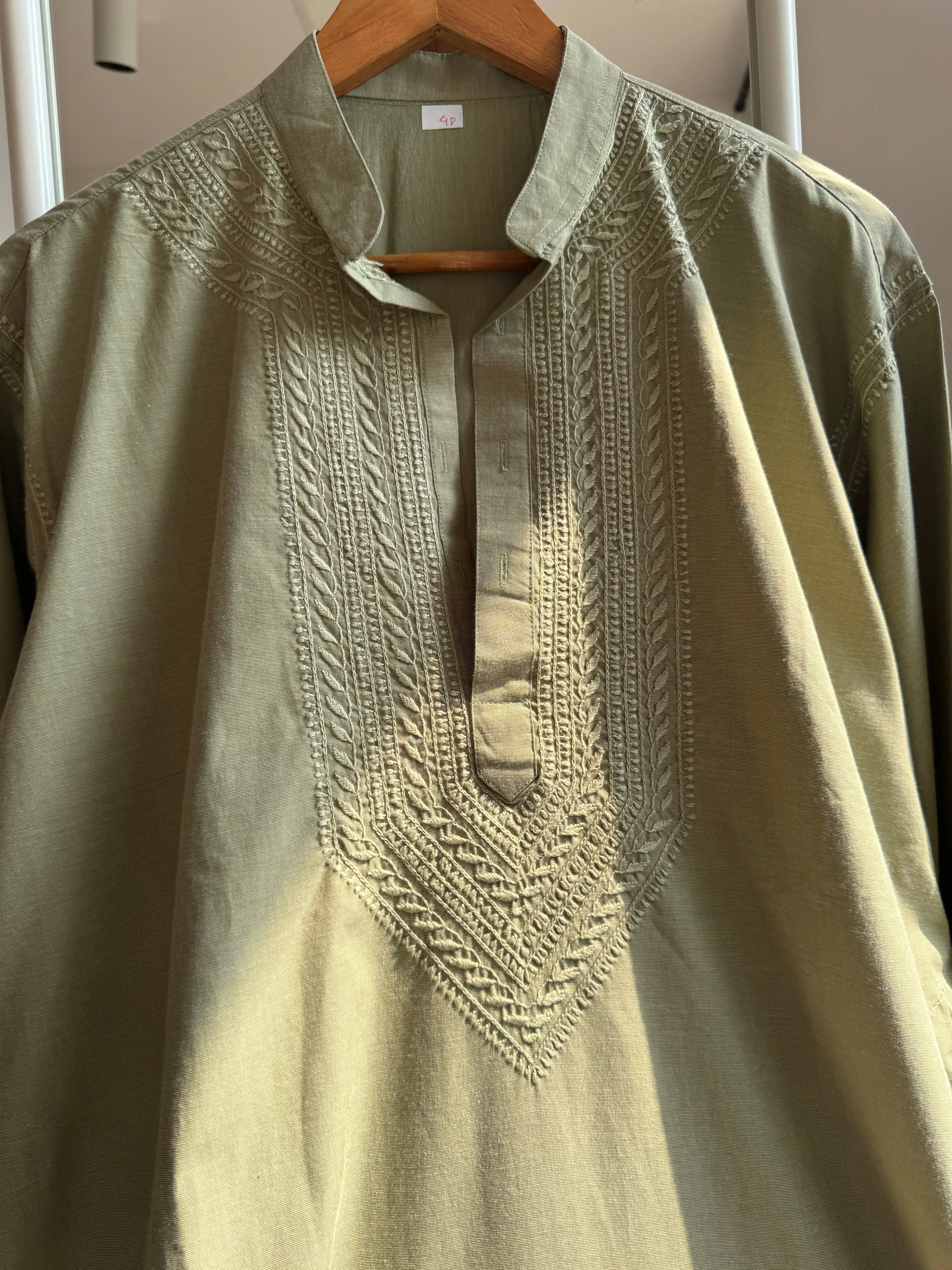 Cotton Chikankari Kurta - Green - Men's Collection ARIAA CHIKANKARI