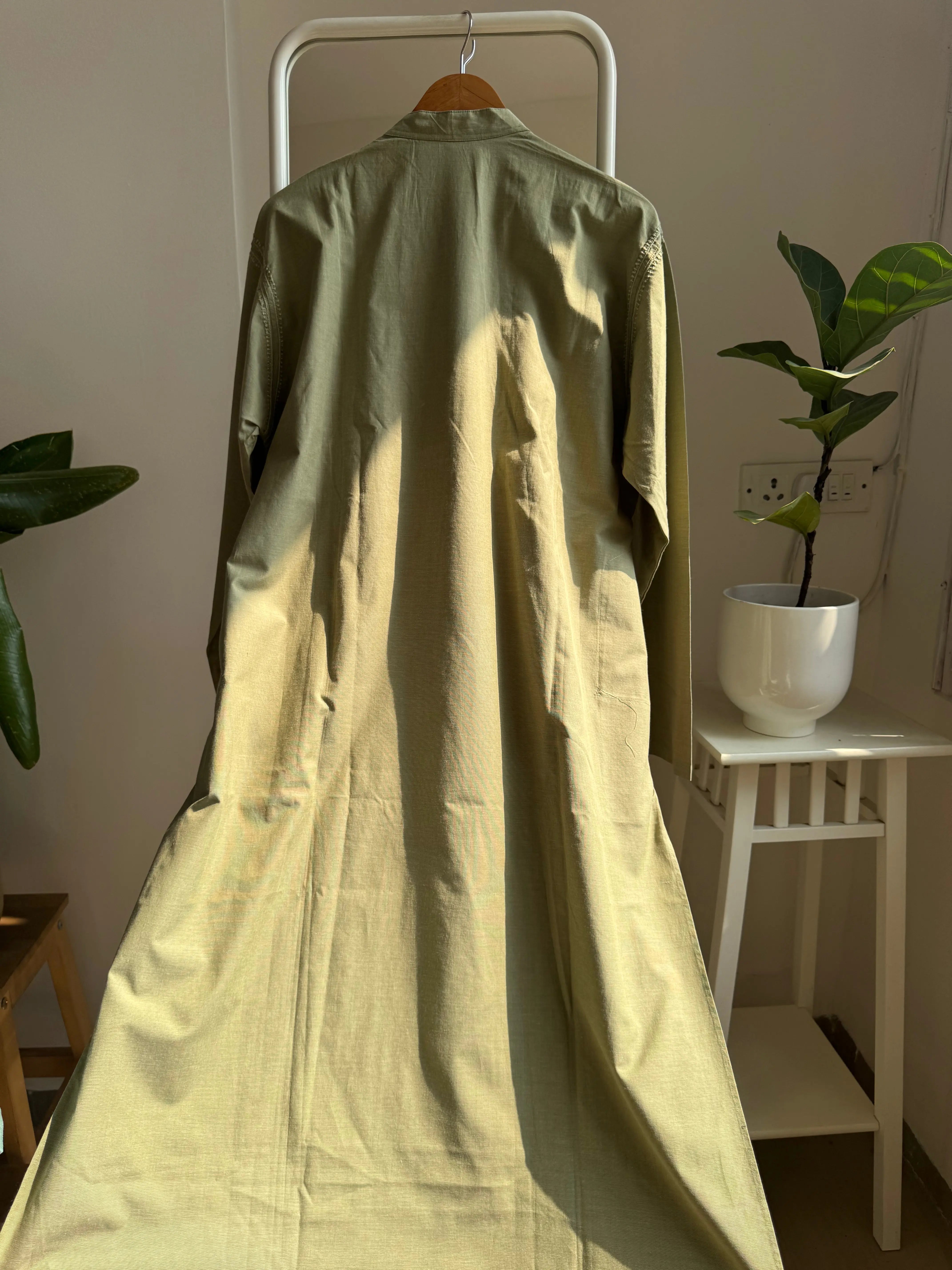 Cotton Chikankari Kurta - Green - Men's Collection ARIAA CHIKANKARI