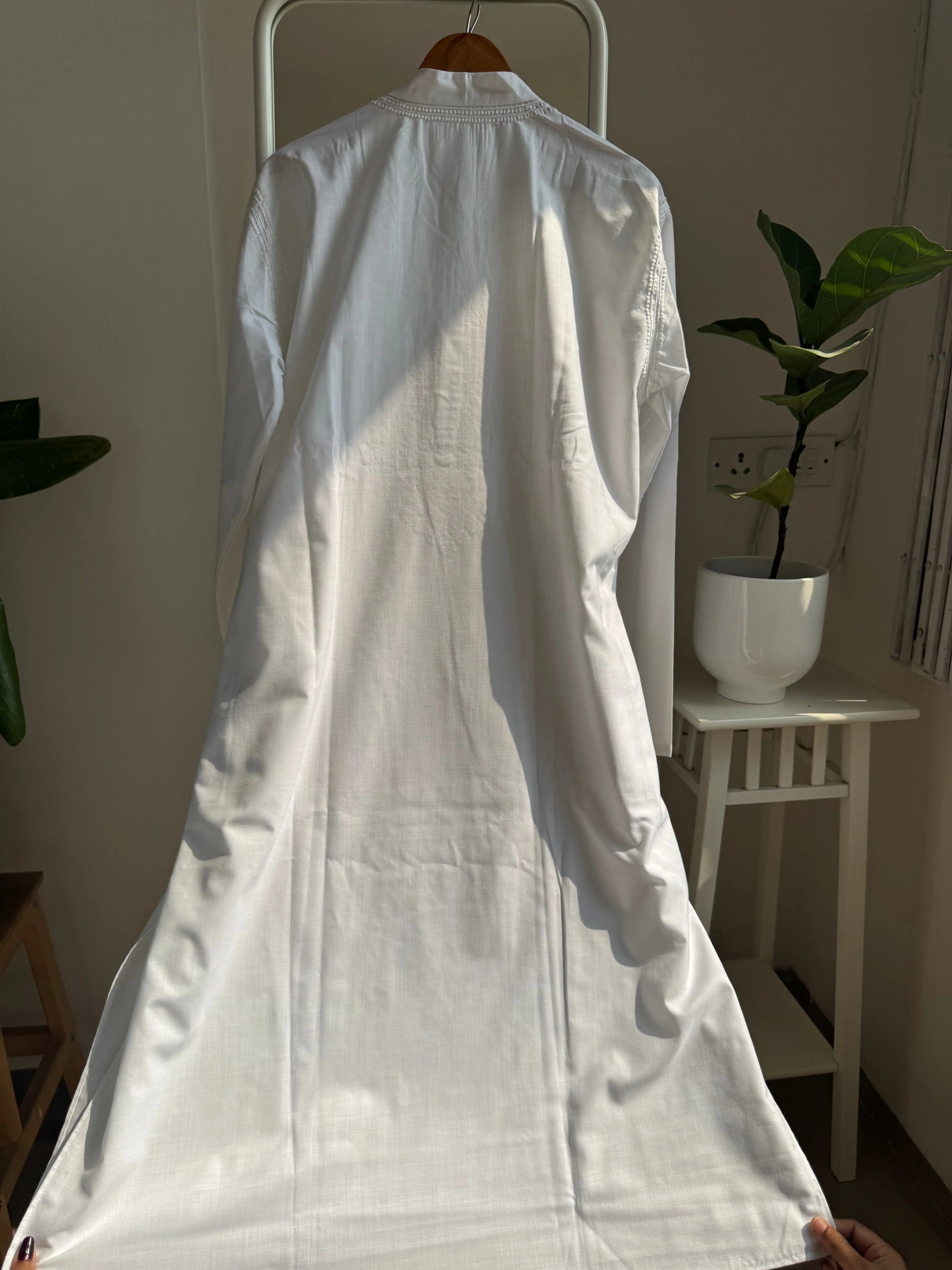 Cotton Chikankari Kurta - White - Men's Collection ARIAA CHIKANKARI