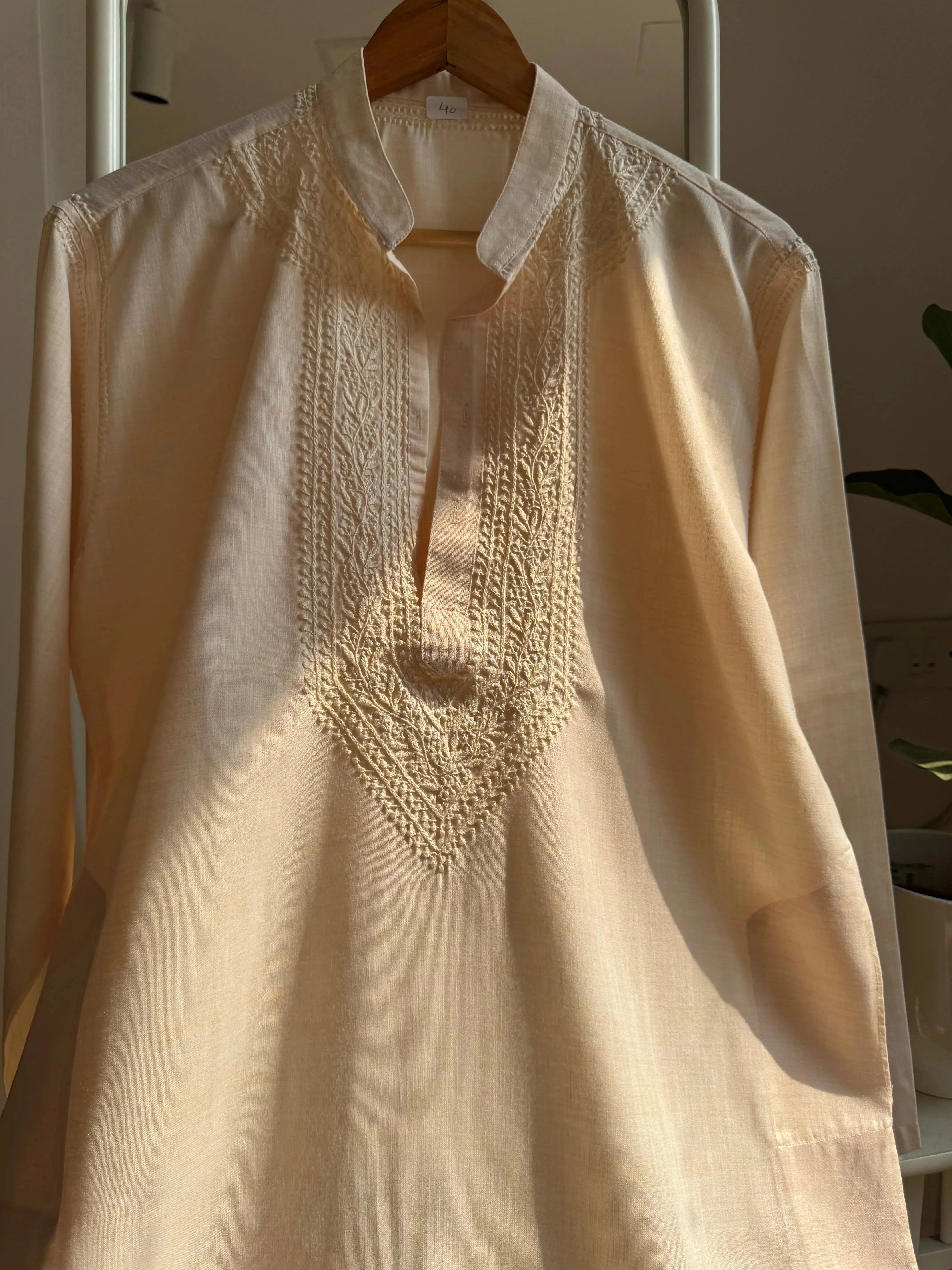 Cotton Chikankari Kurta - Pale pink - Men's Collection (Copy) ARIAA CHIKANKARI