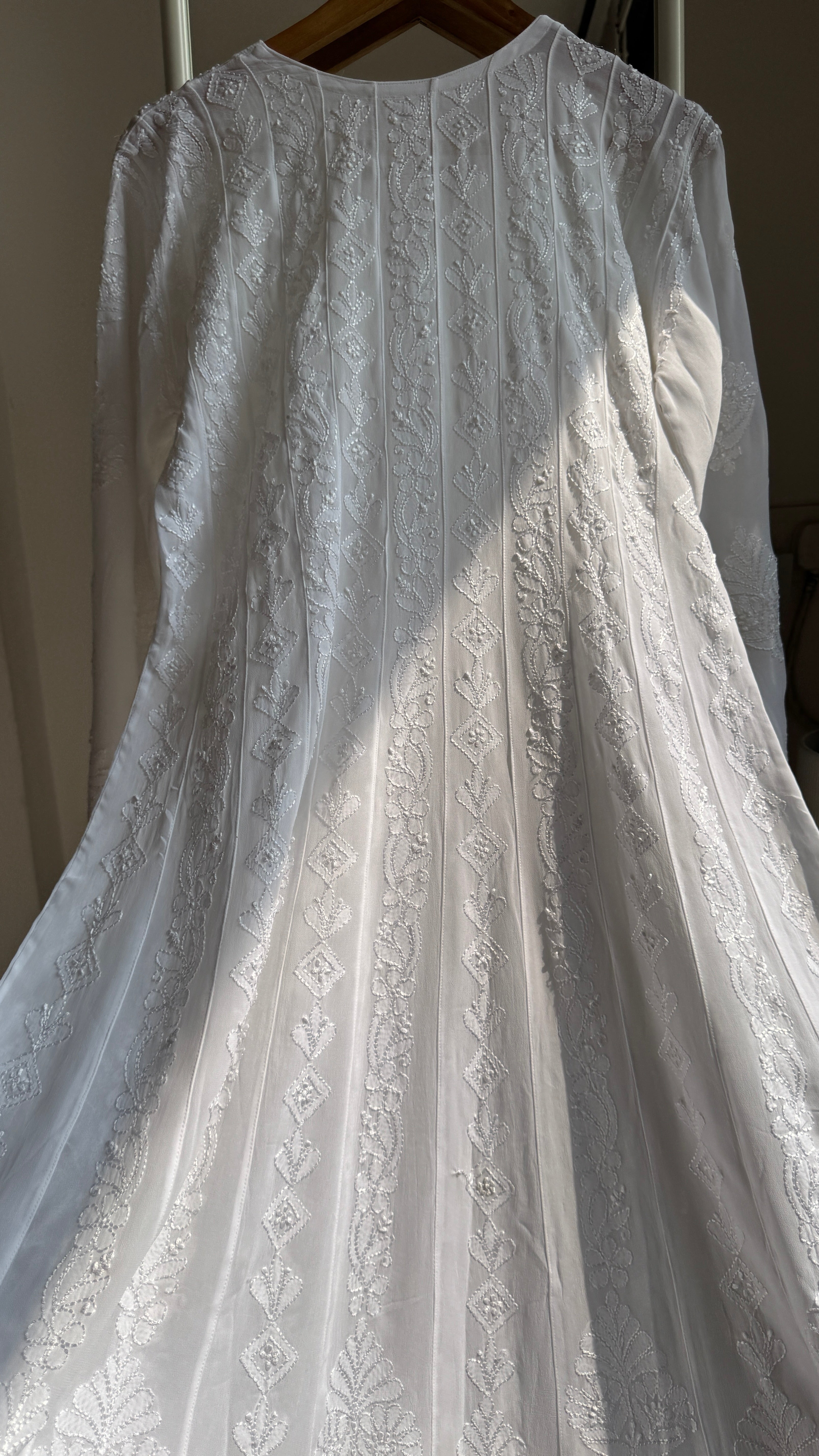 Viscose Chikankari Anarkali - White