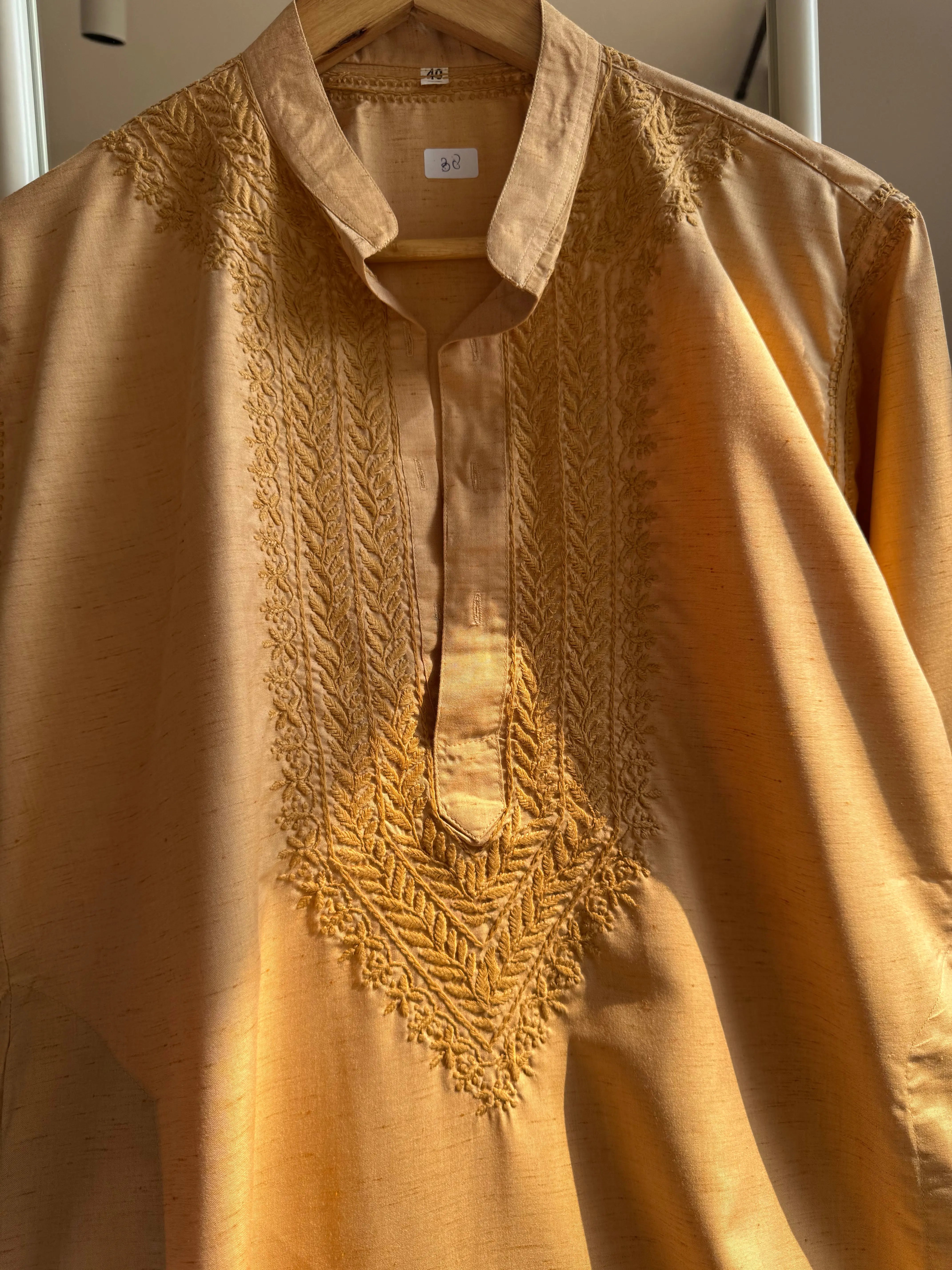Cotton Chikankari Kurta - Beige - Men's Collection ARIAA CHIKANKARI
