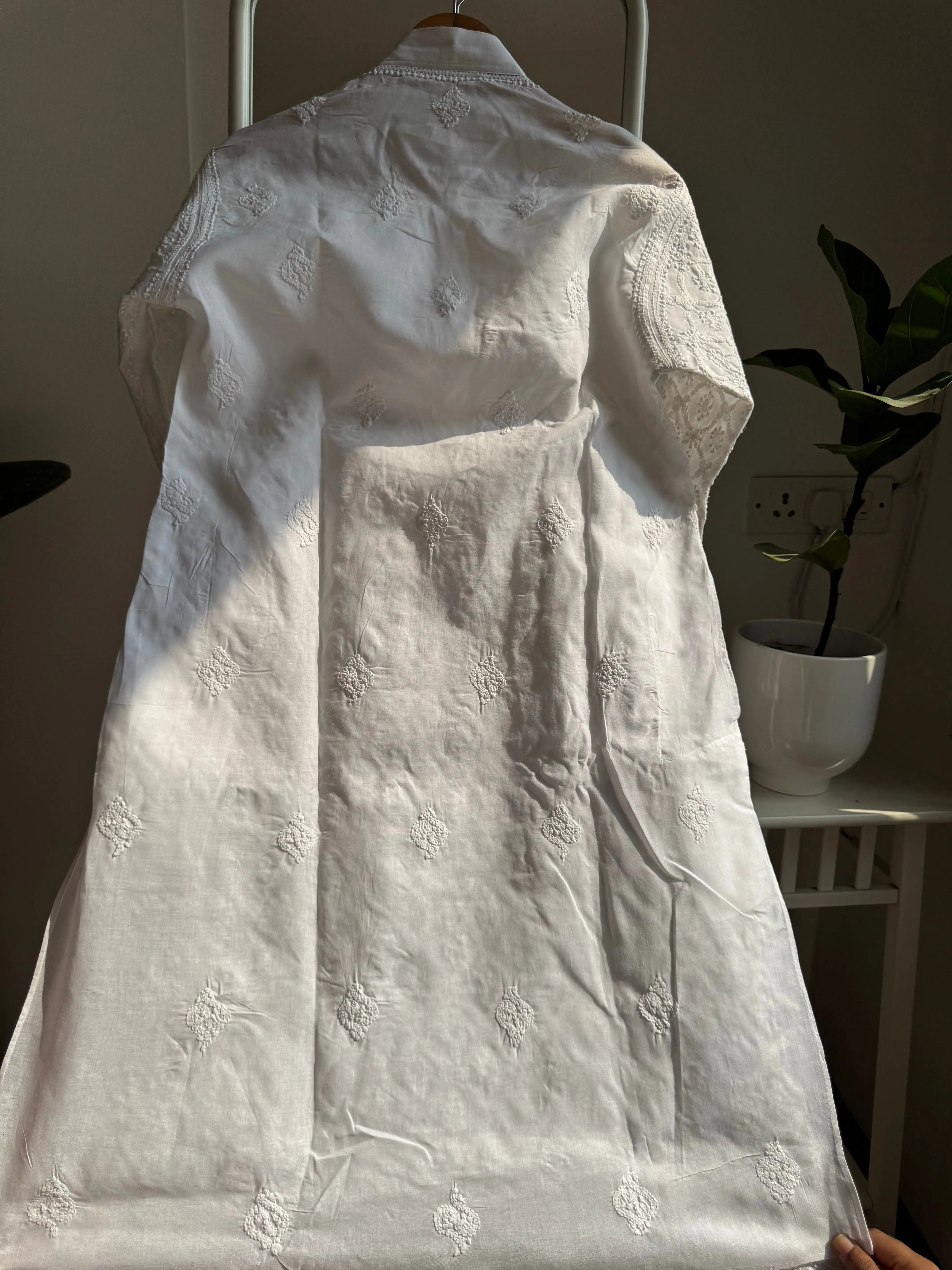 Cotton Chikankari Kurta - White - Men's Collection ARIAA CHIKANKARI