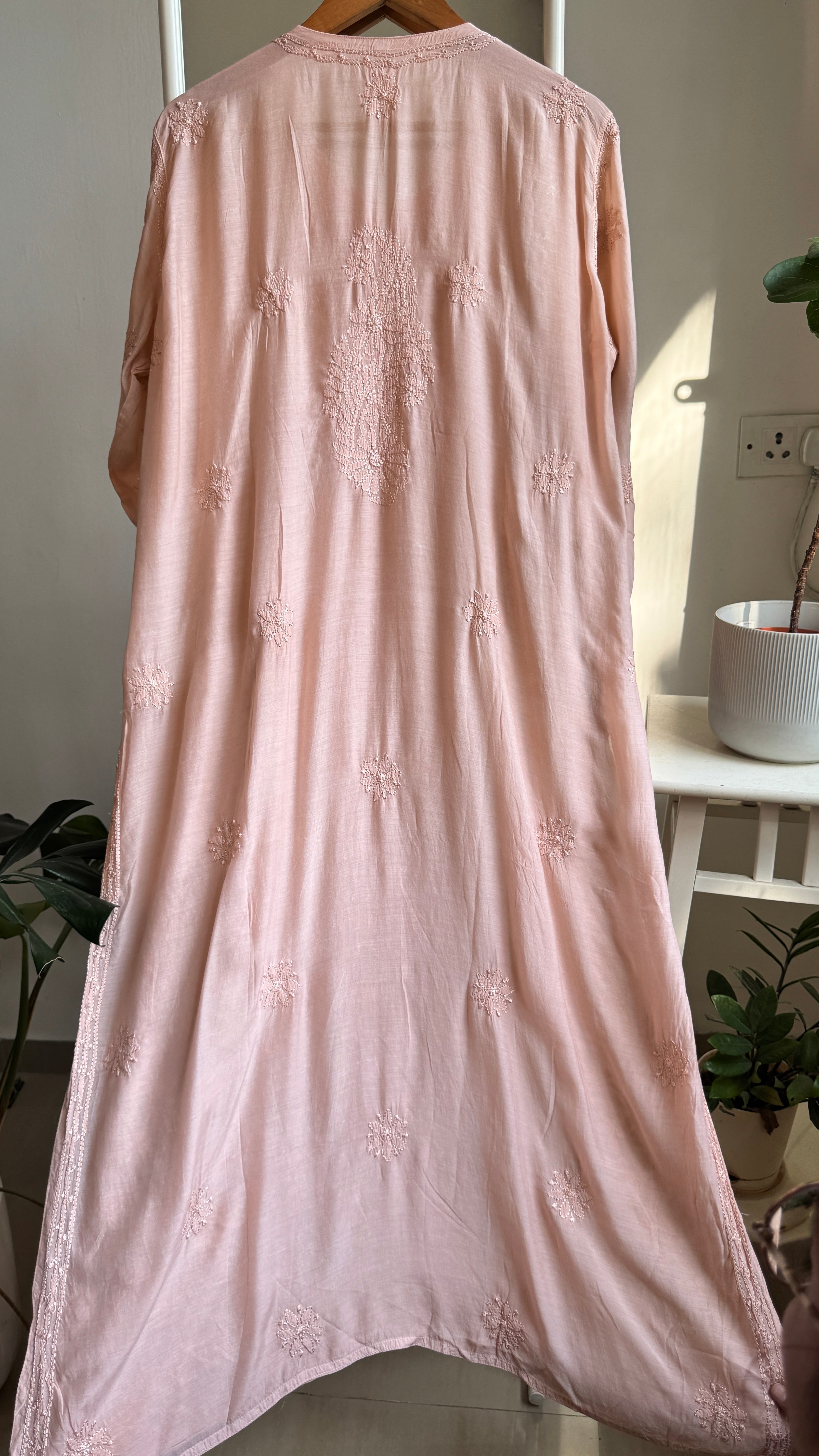 Muslin Chikankari Kurti - Blush Peach - BERRY Collection
