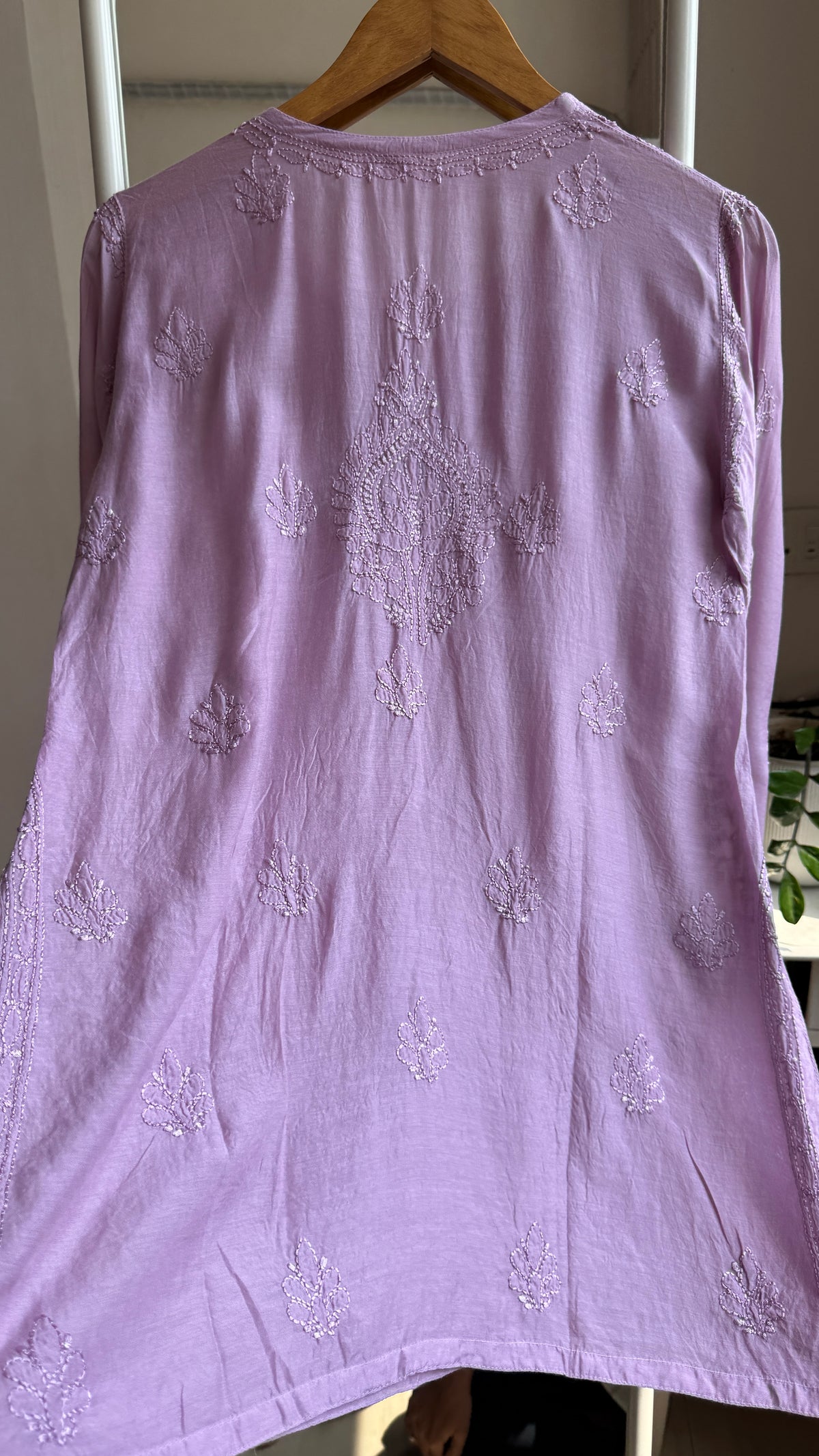 Chikankari Muslin short Top in Mauve - HOOR Collection