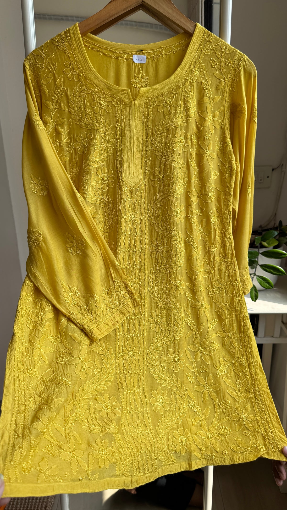 Chikankari Muslin short Top in Canary Yellow - HOOR Collection