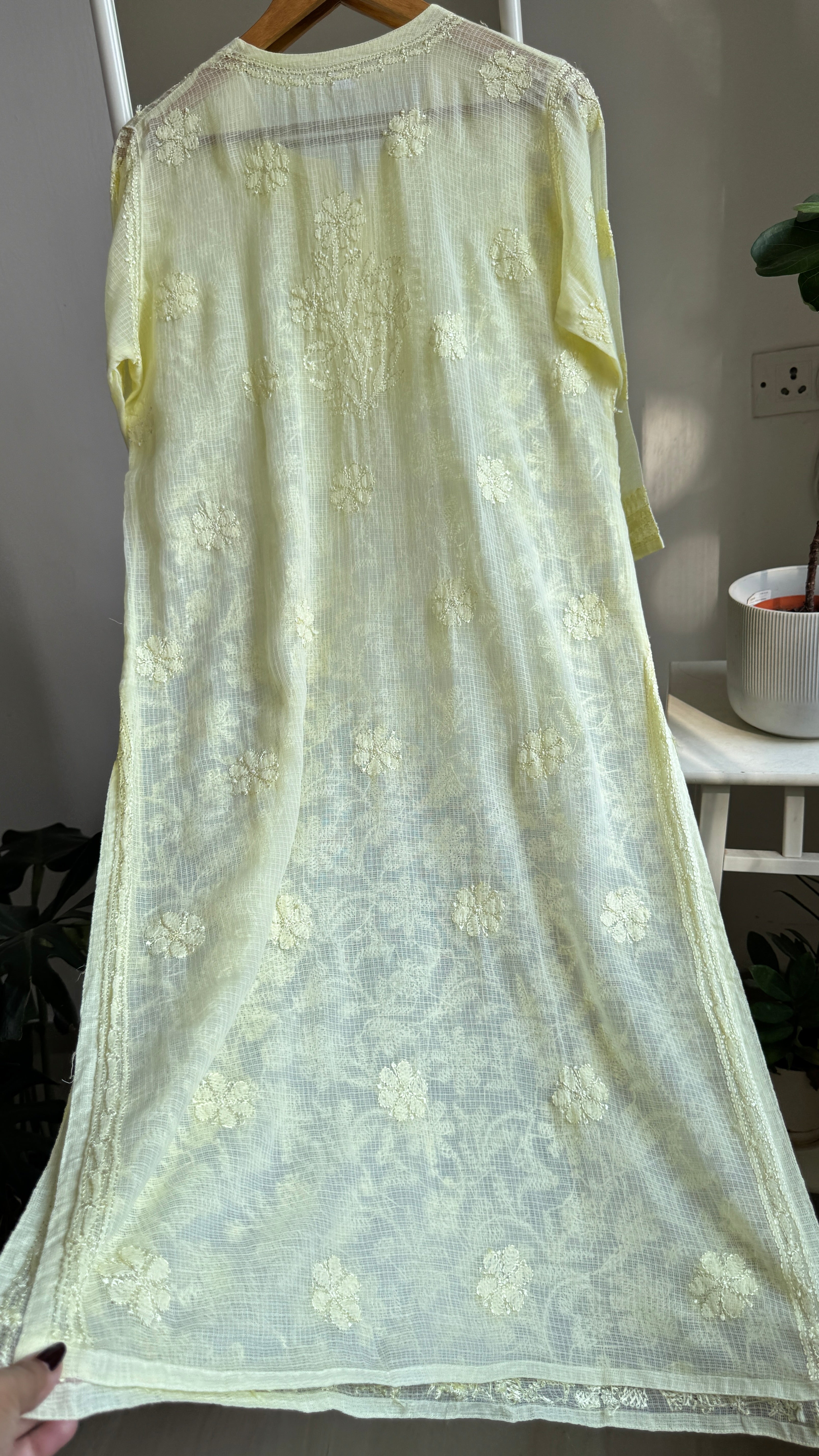 Kota Soft Cotton Chikankari Kurti - Lemon Yellow - CHAND Collection