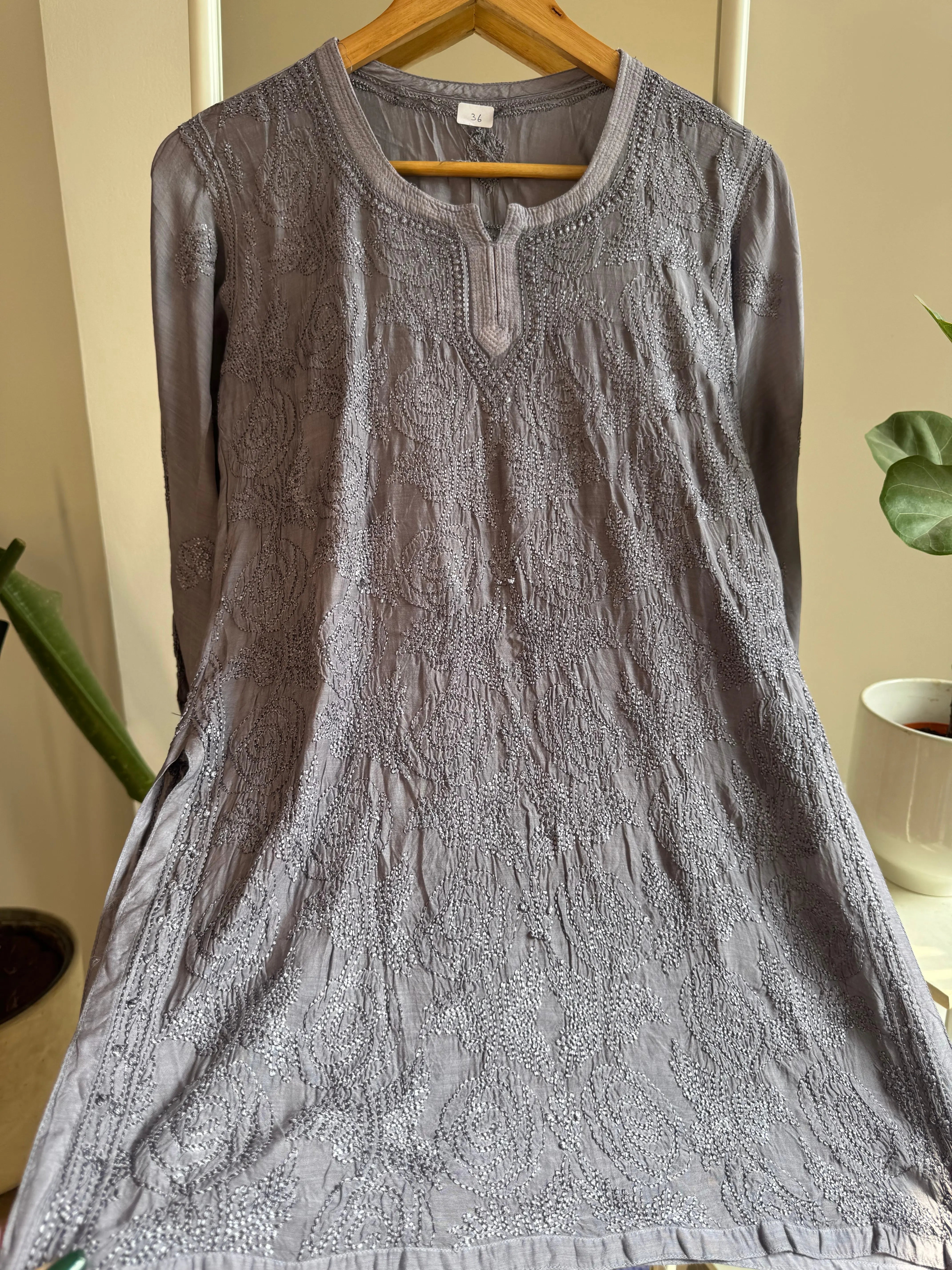 Chikankari Muslin short Top in Dove Purple ARIAA CHIKANKARI