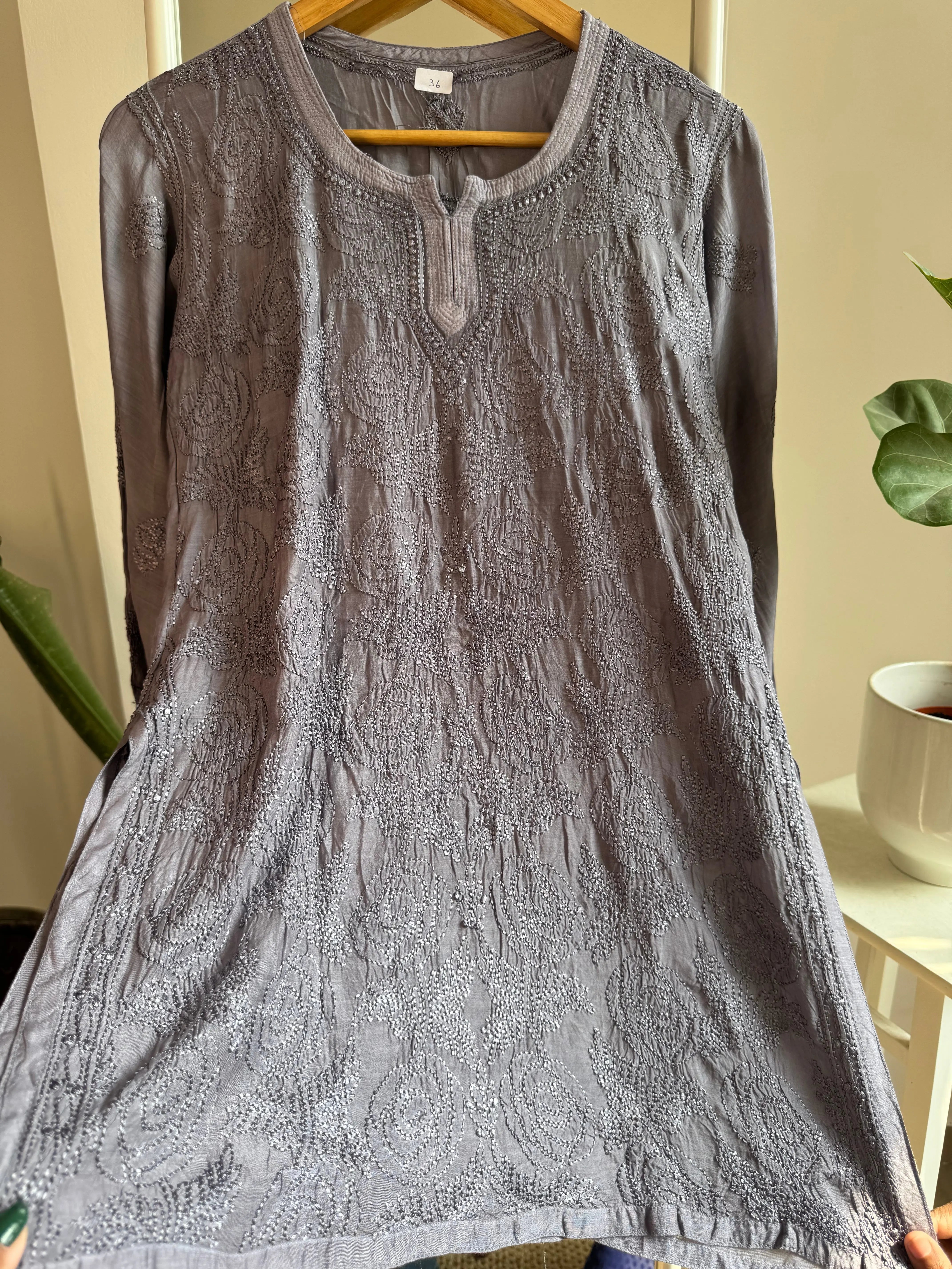 Chikankari Muslin short Top in Dove Purple ARIAA CHIKANKARI