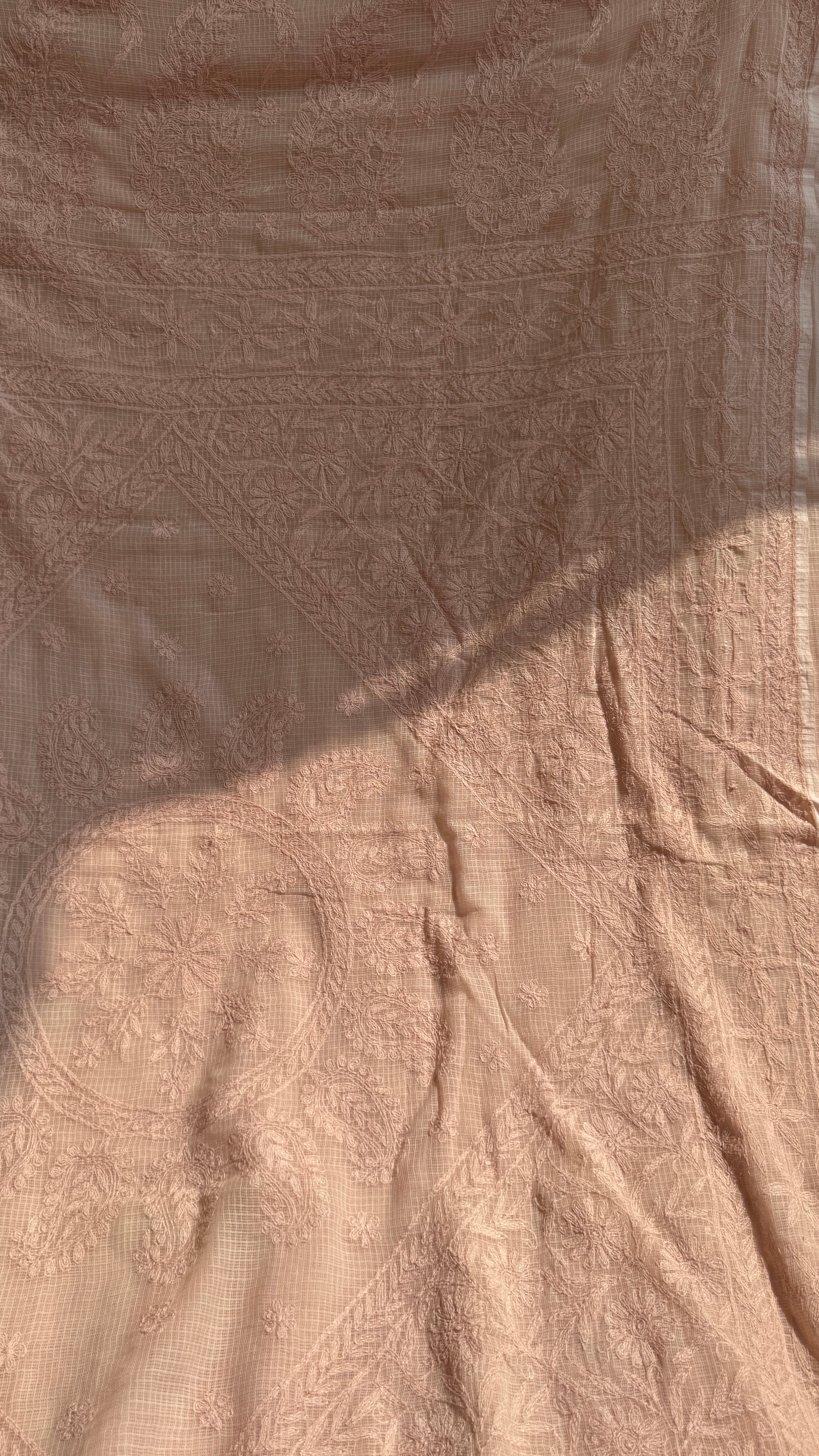Kota Chikankari saree in coffee Brown
