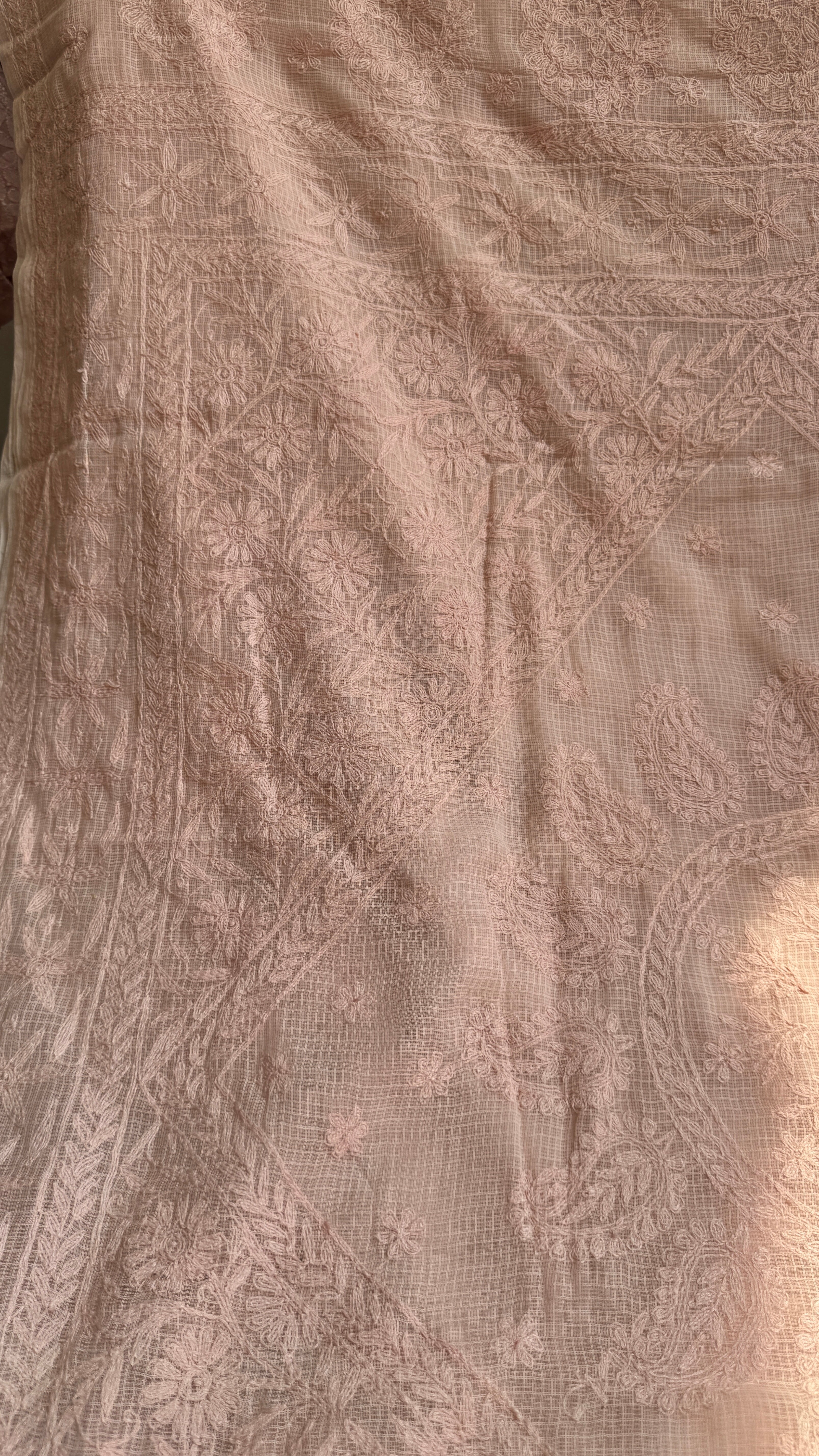Kota Chikankari saree in coffee Brown