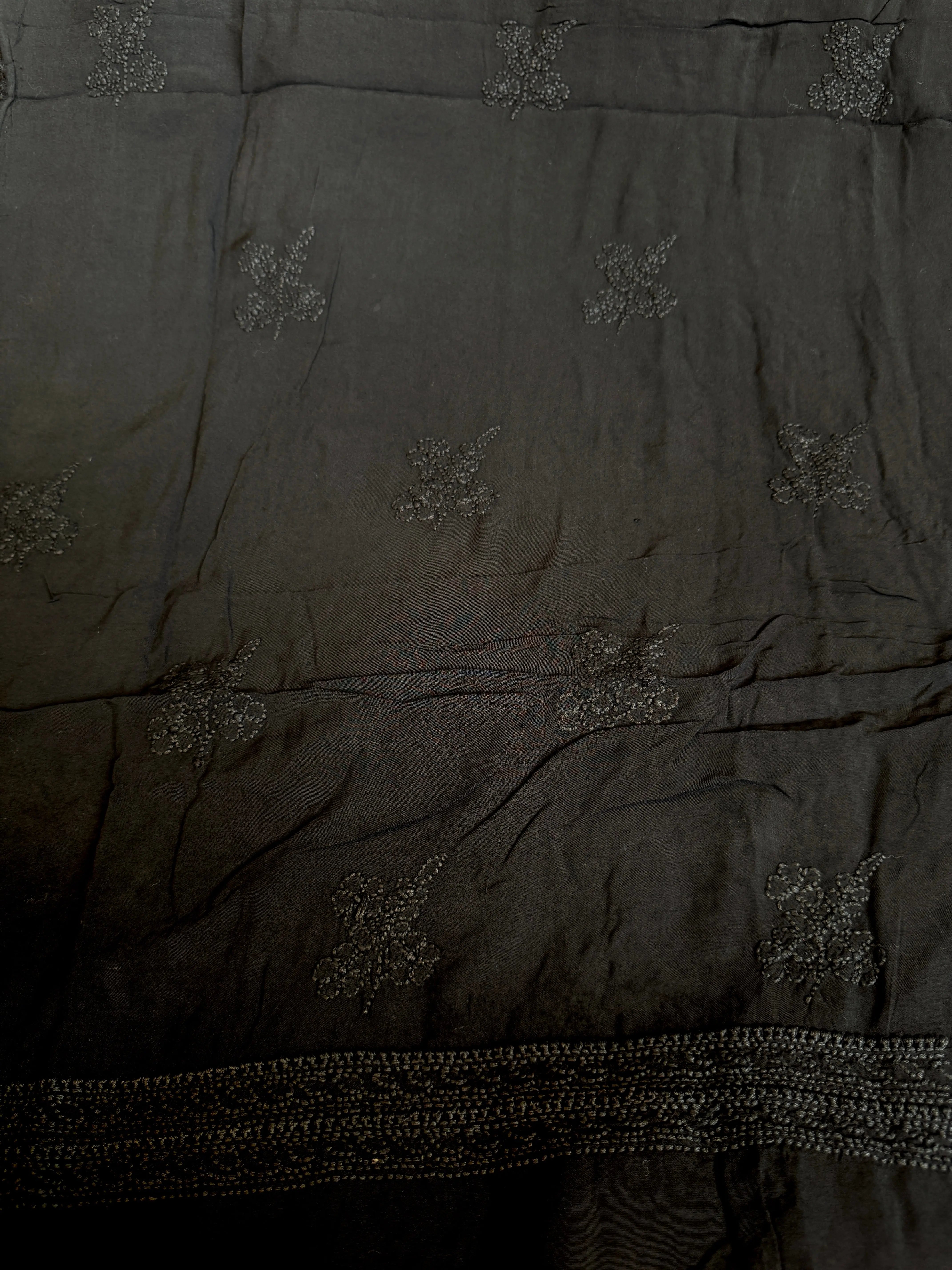 Modal Chikankari Unstitched Kurti Fabric - Black ARIAA CHIKANKARI