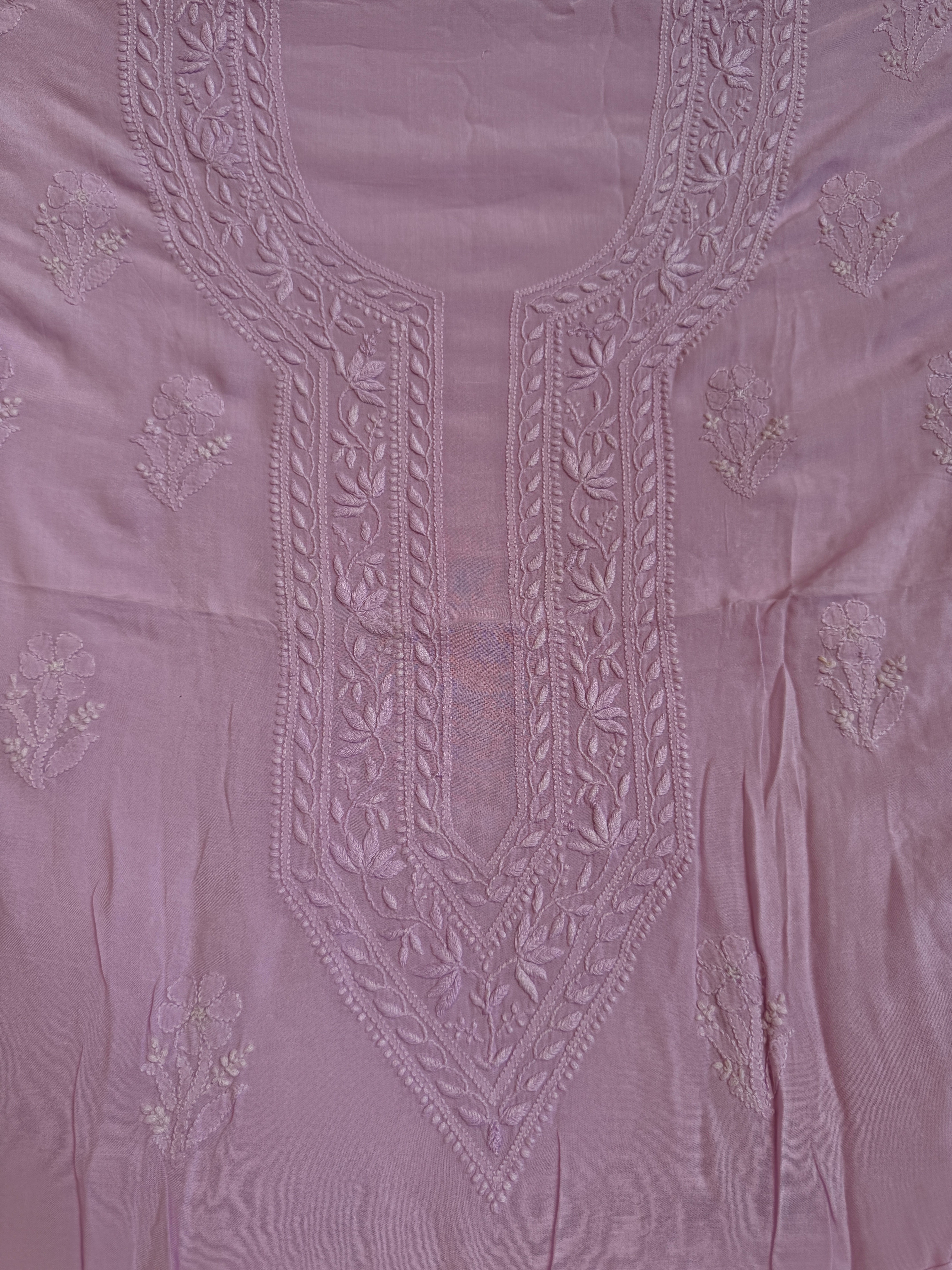 Modal Chikankari Unstitched Kurti Fabric - Lilac ARIAA CHIKANKARI