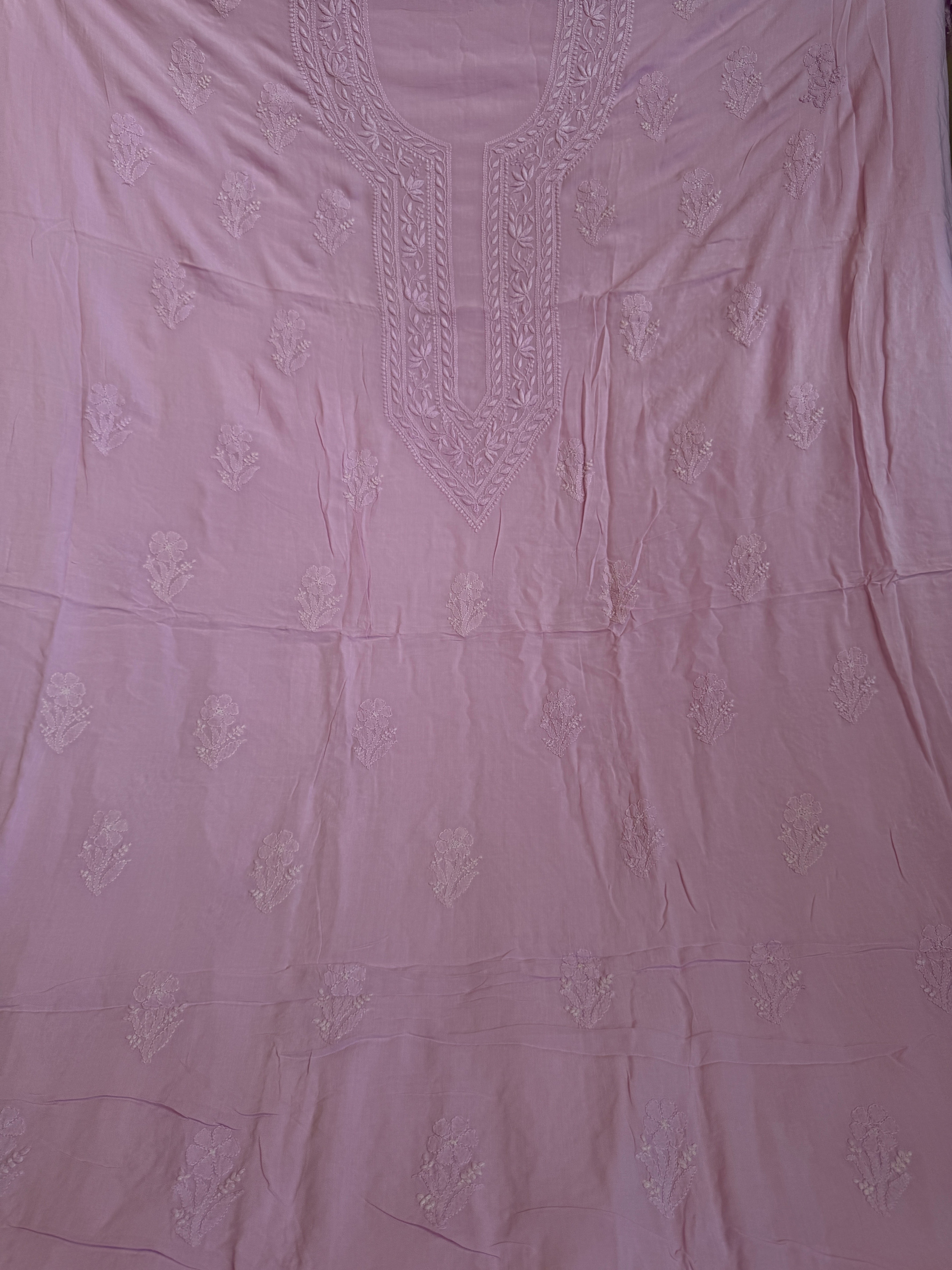 Modal Chikankari Unstitched Kurti Fabric - Lilac ARIAA CHIKANKARI