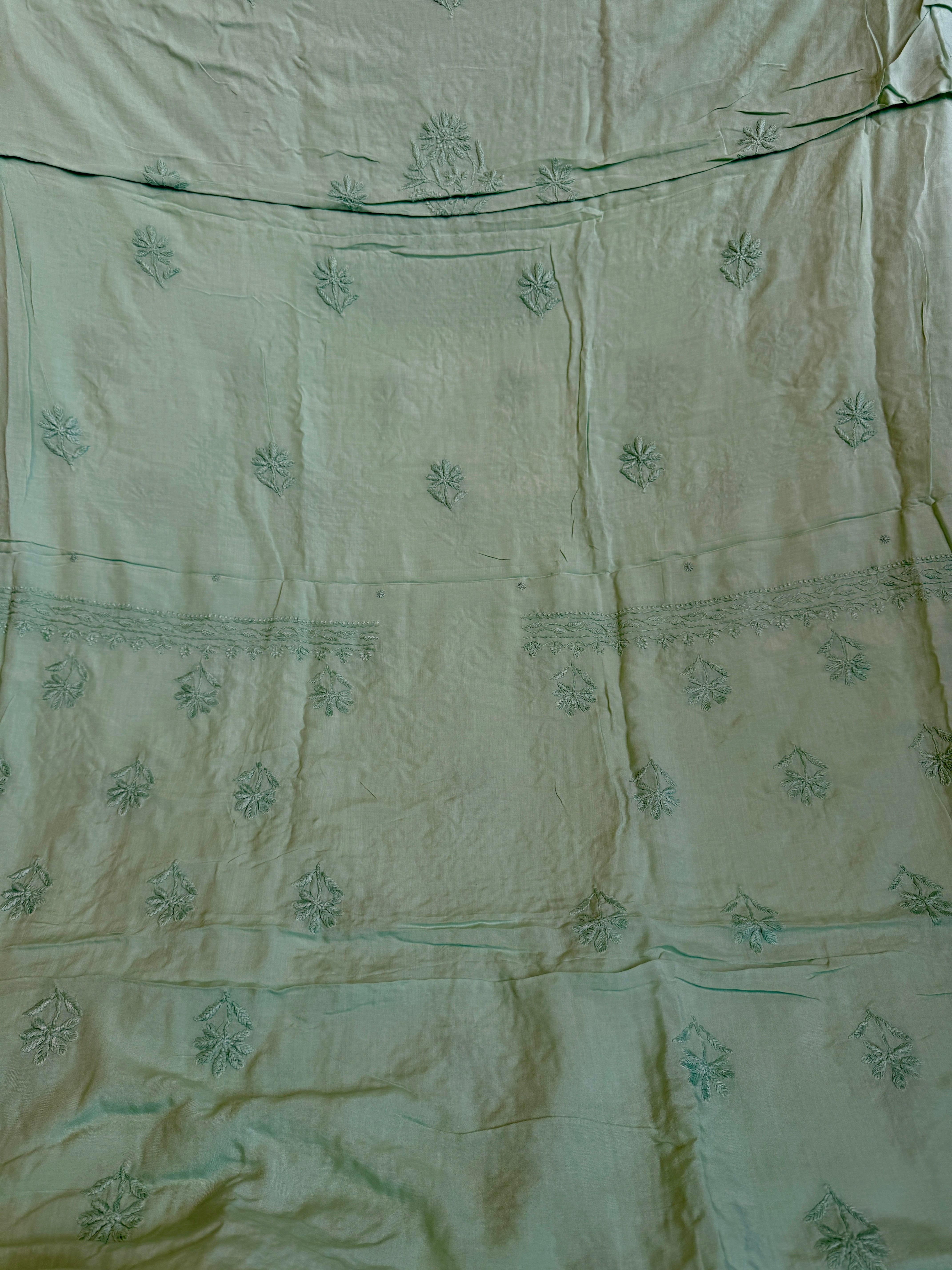 Modal Unstitched Kurti Fabric - Green ARIAA CHIKANKARI