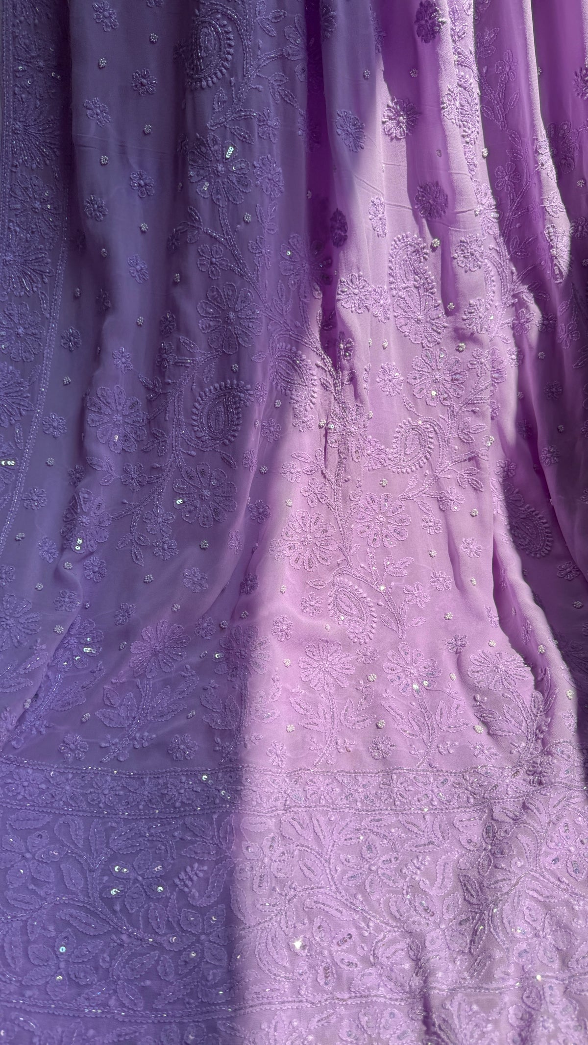 Viscose Lavender Chikankari saree with Pearl embellishments (Copy)