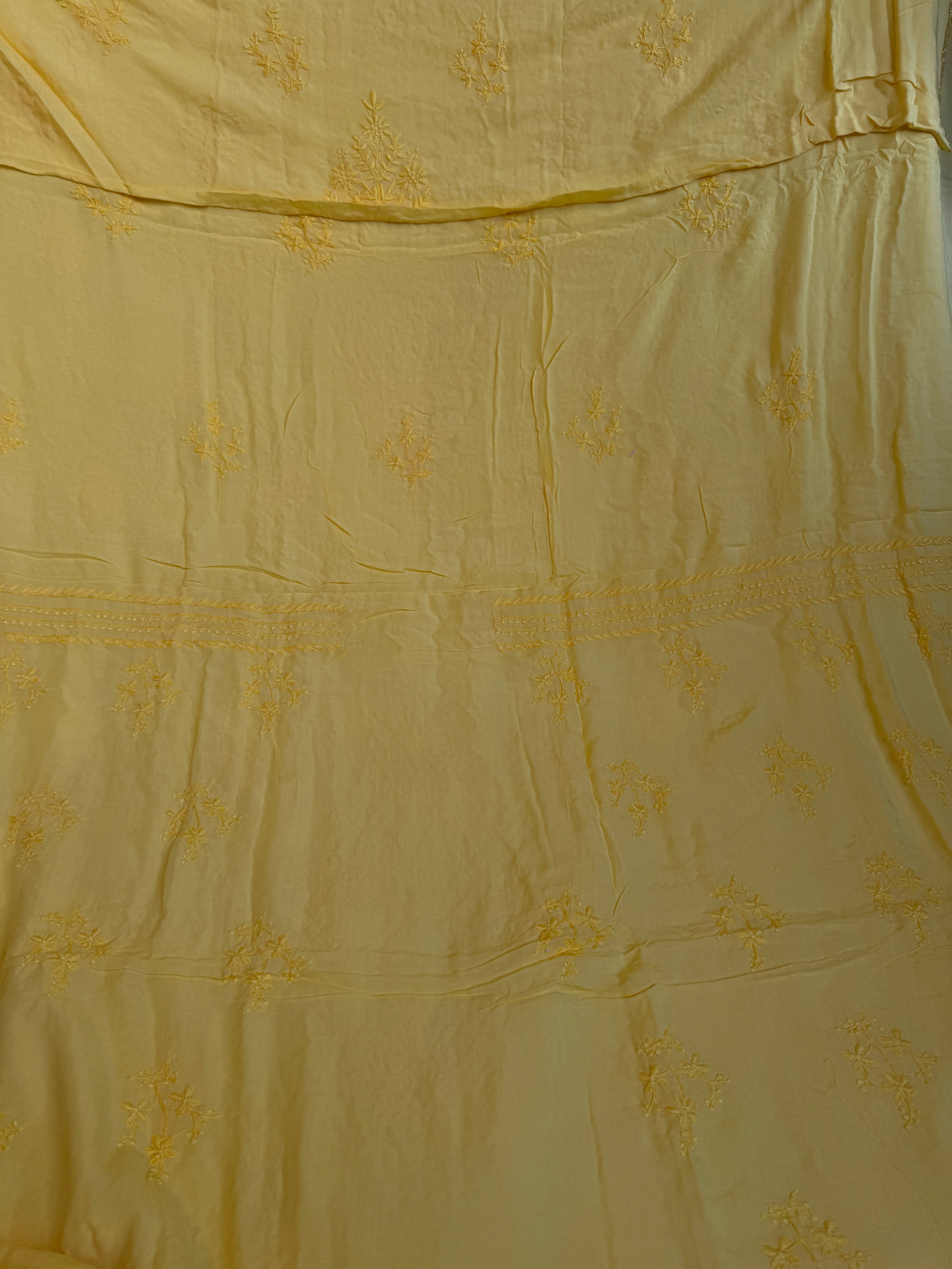 Modal Unstitched Kurti Fabric - Yellow ARIAA CHIKANKARI