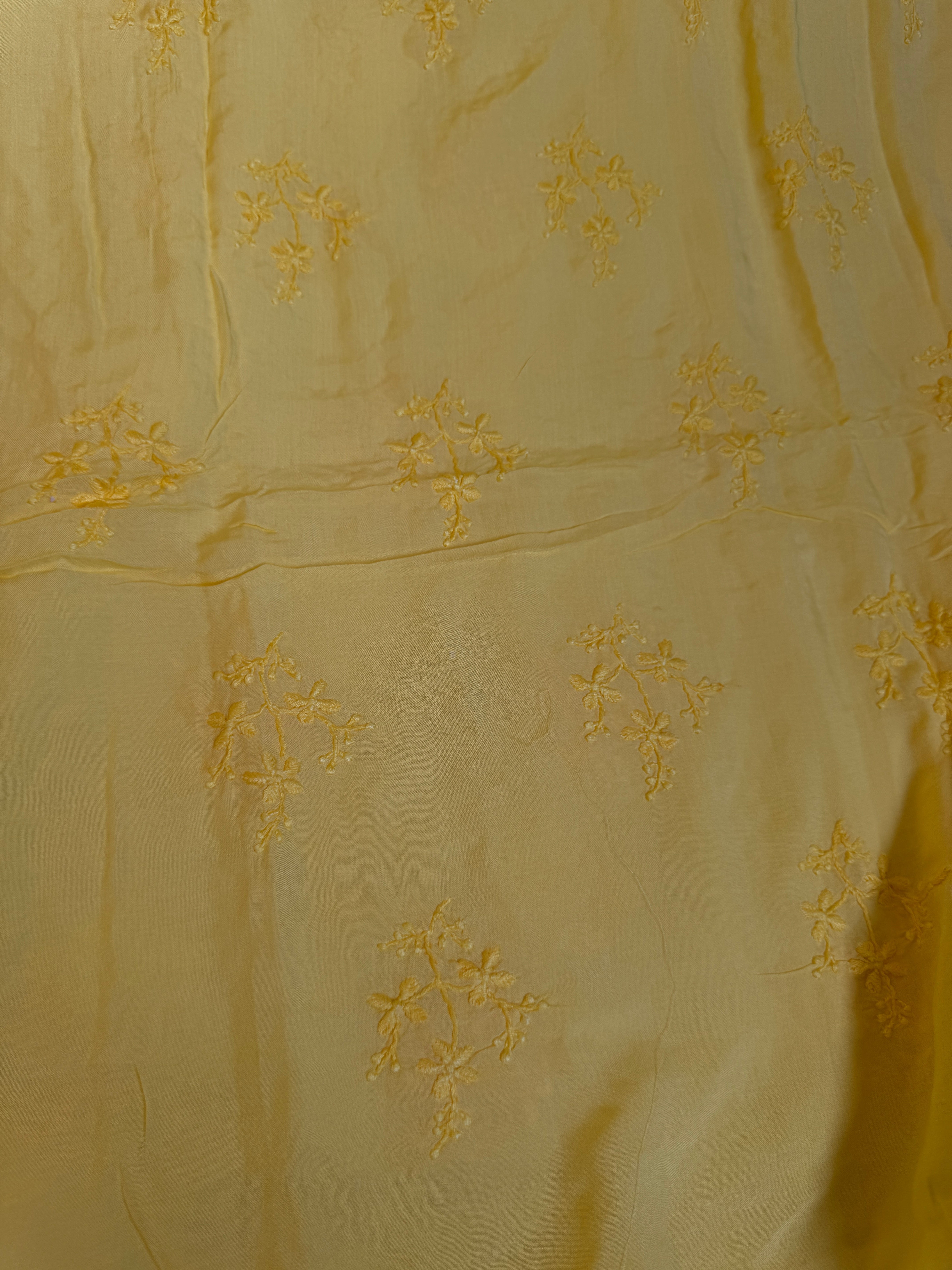 Modal Unstitched Kurti Fabric - Yellow ARIAA CHIKANKARI